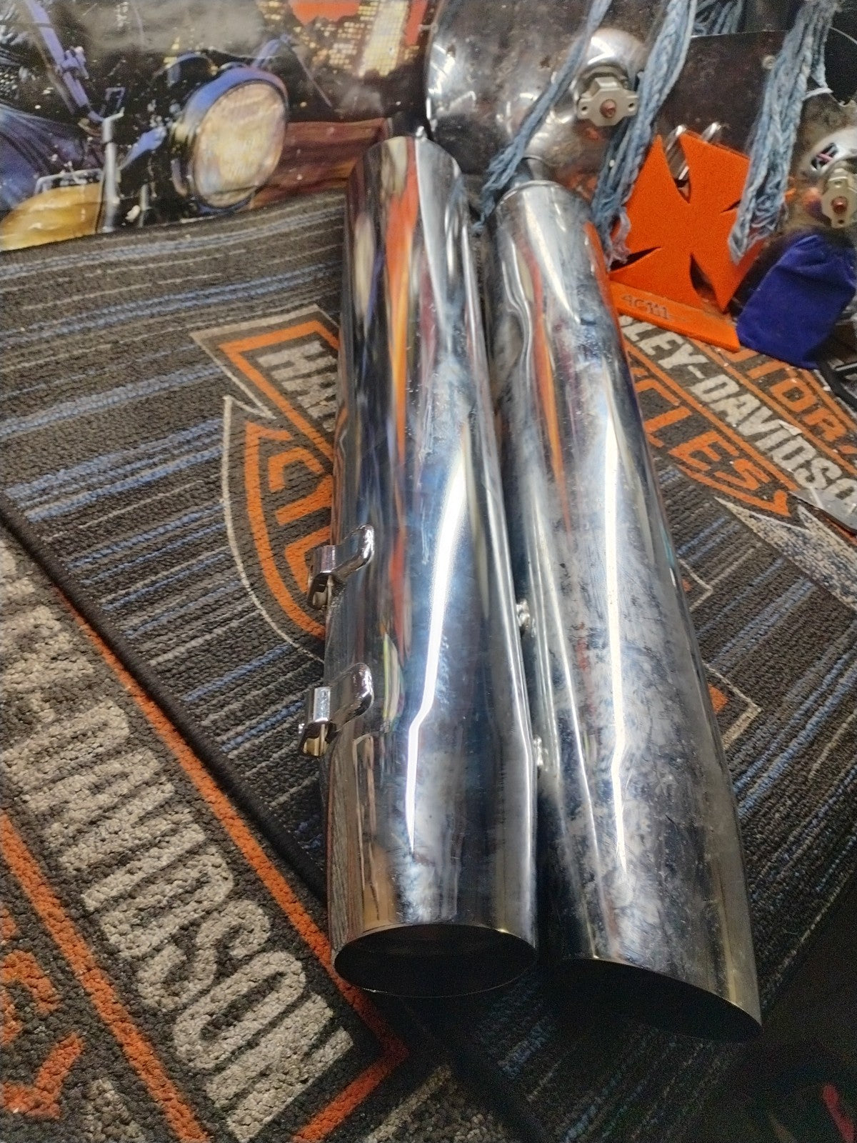 NEW TAKE OFF Road King HARLEY DAVIDSON Muffler Exhaust Pipe # 65546-98 65547-98