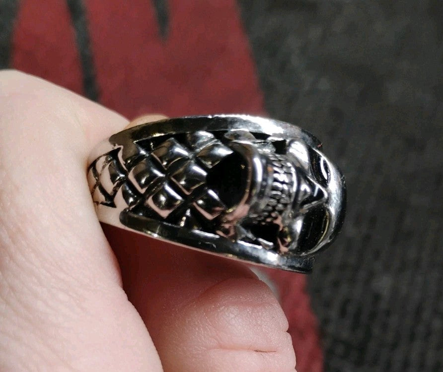 New Skull in the Belly of the Beast Mens Gothic Biker Ring