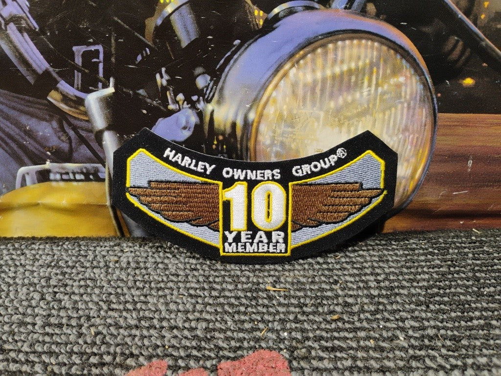 Harley Davidson HOG 10 Year Member Jacket Patch Black Wings - New