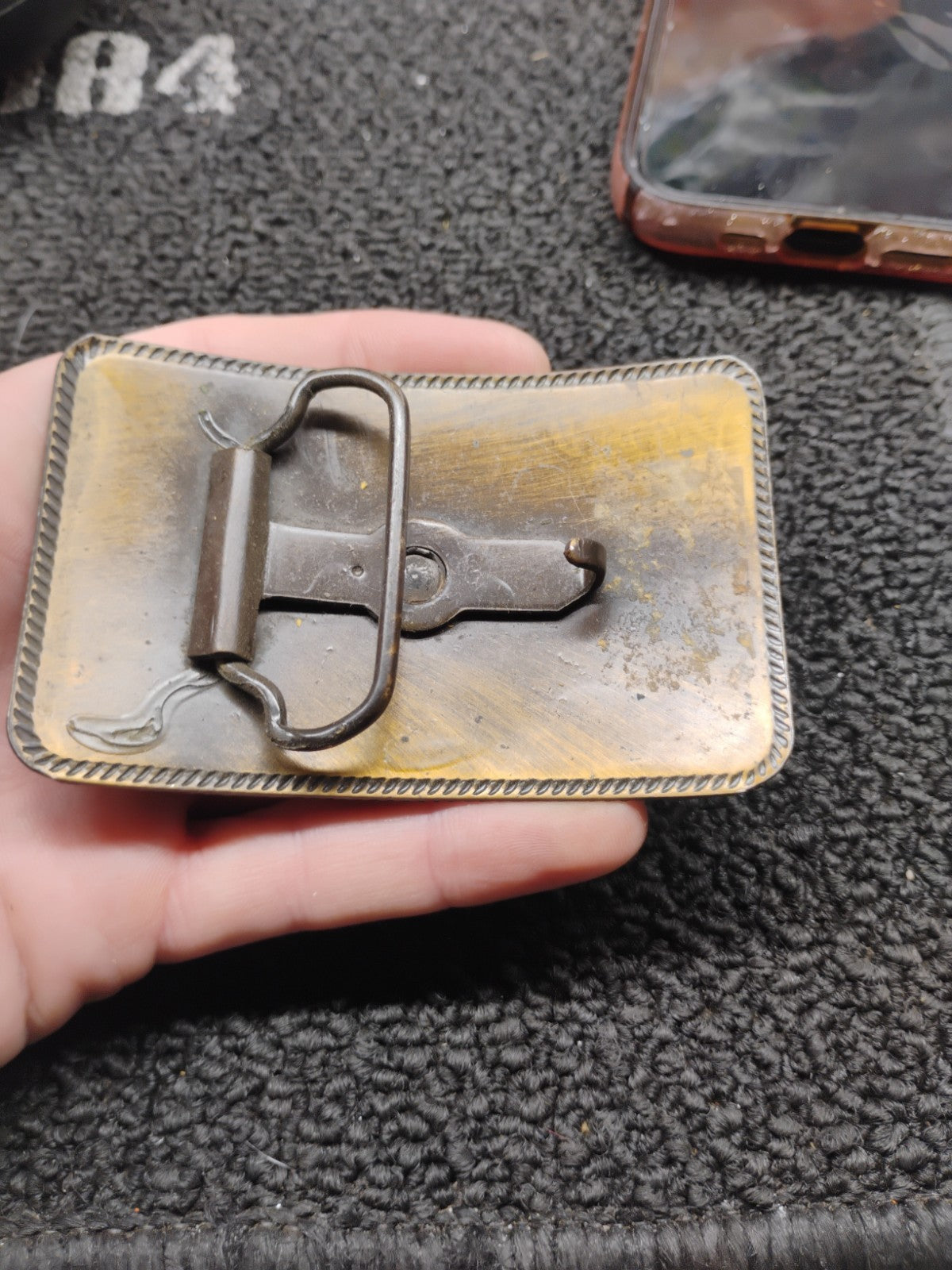 Vintage Western Cowboy Horse Rider Belt Buckle Brass Tone Rectangular