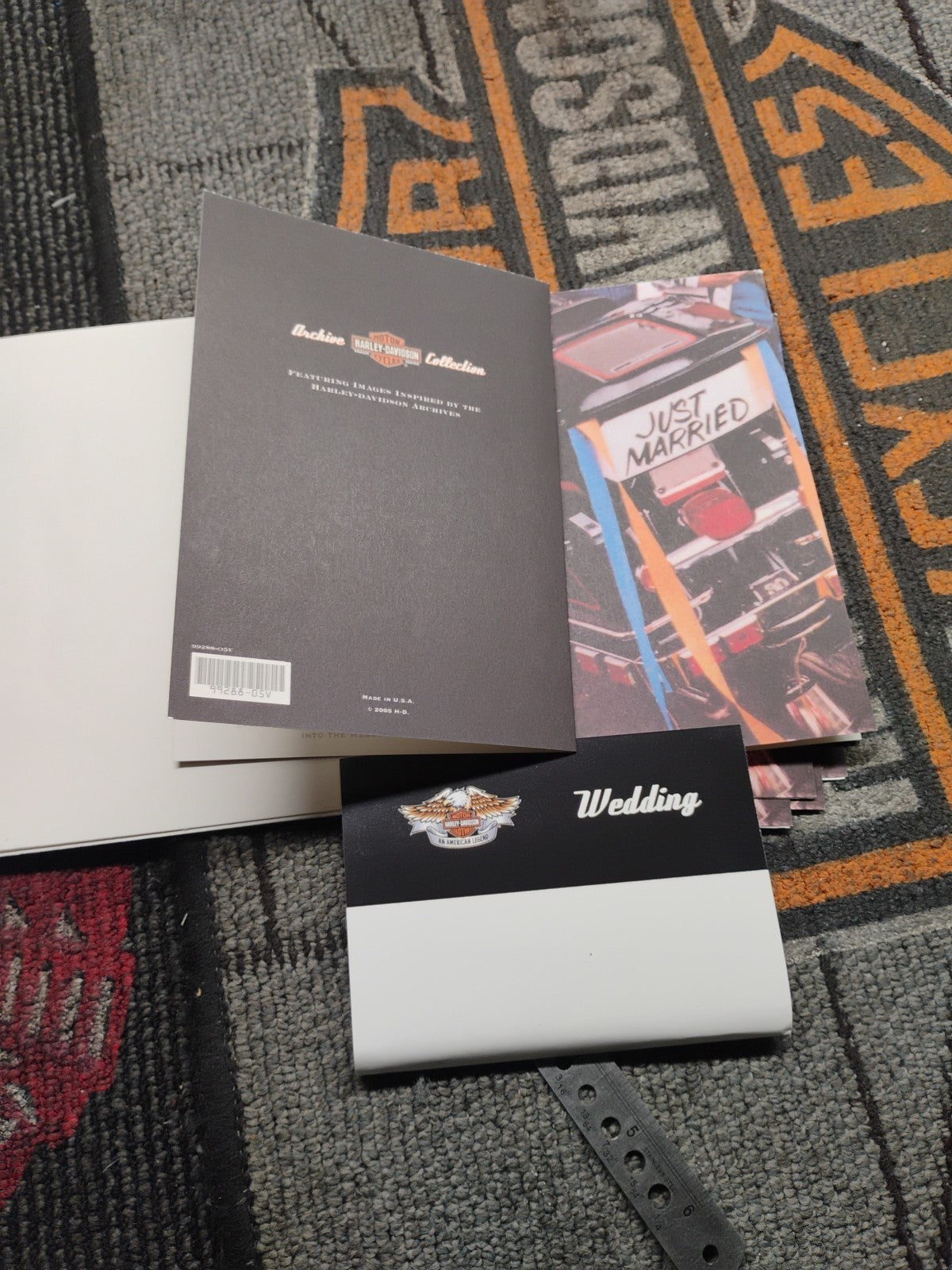 6 Vintage Nos Harley Davidson Just Married Greeting Card Pack With Envelopes