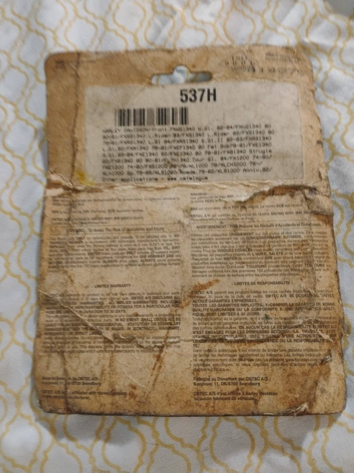 Nos Harley Davidson Brake Pads FX, FXR 77/83 Sportster 78/83 Front HD 44098-77