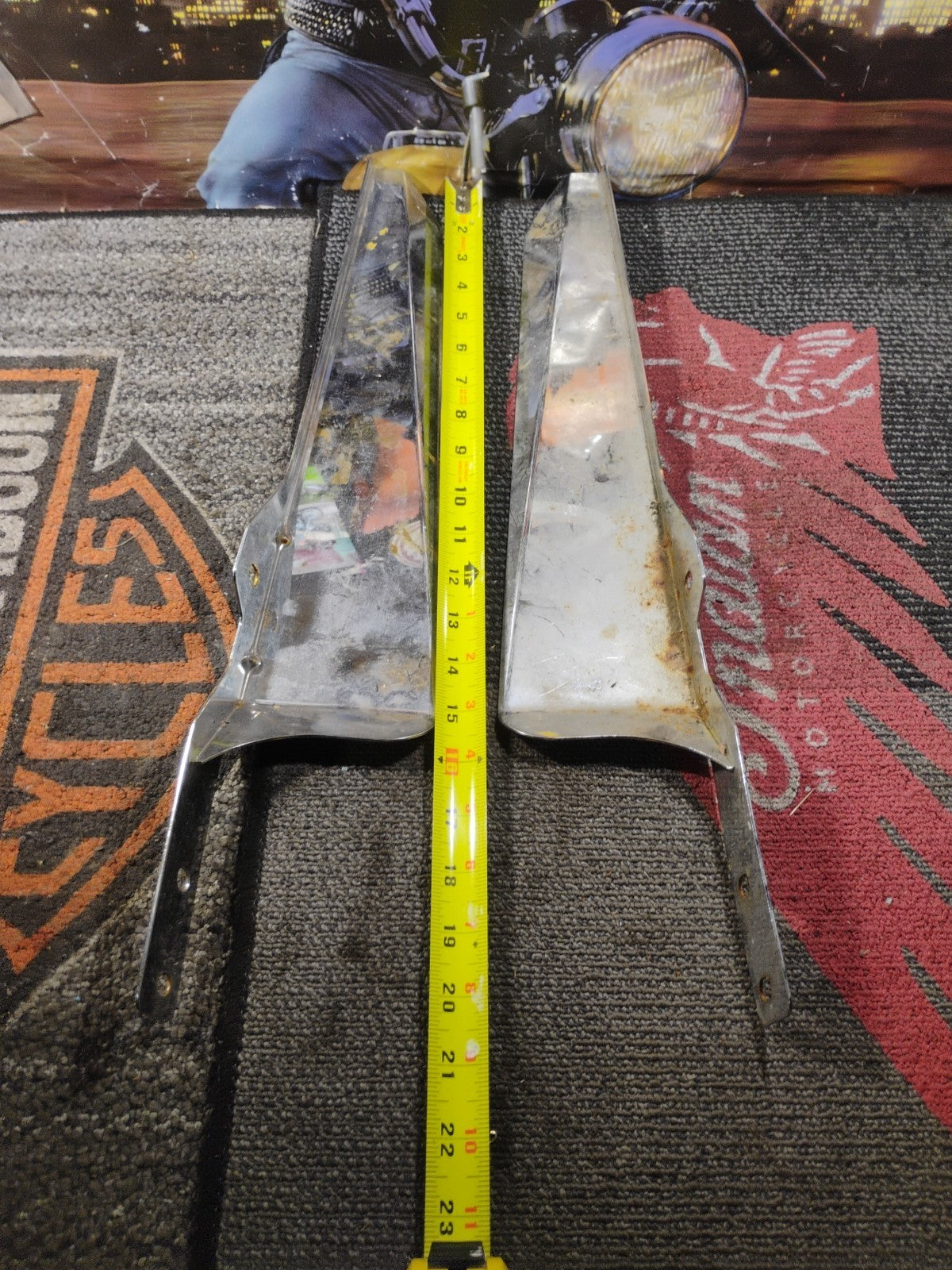 Set of Harley Chrome Wind Guard Windshield Deflector