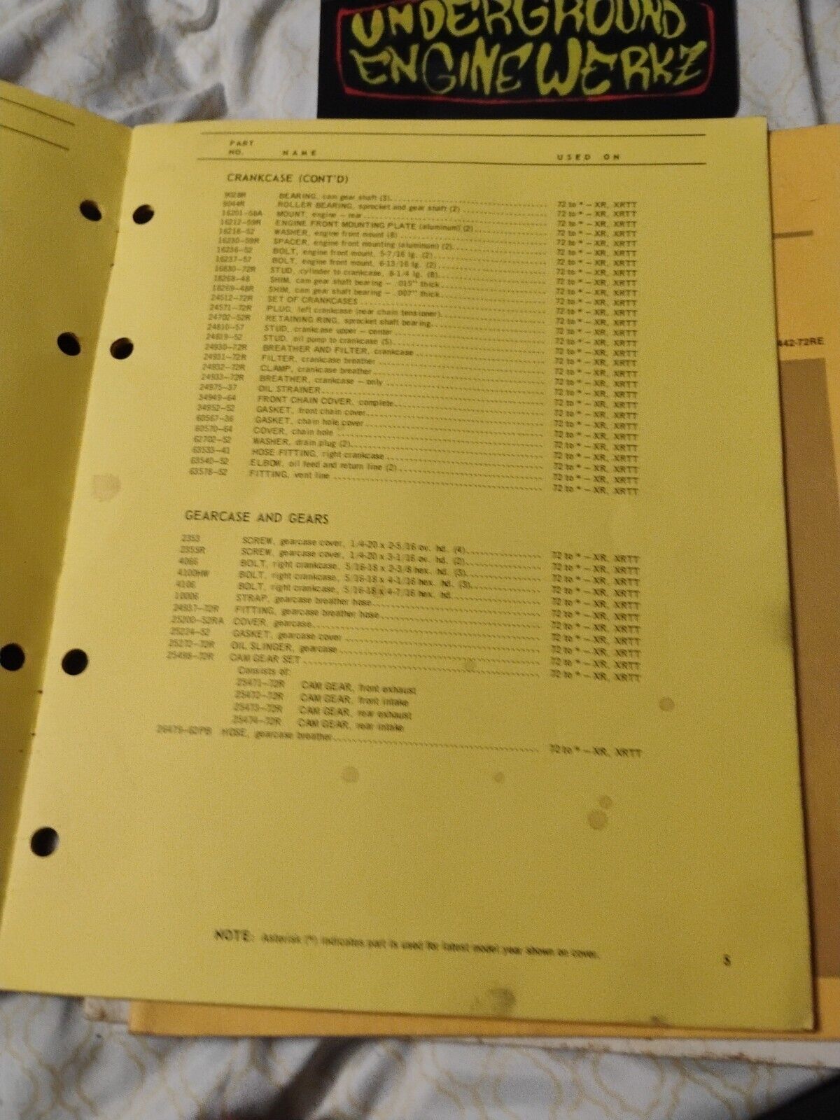 Harley-Davidson 1972 and 1973 AMF XR-750 Parts Catalog 99442-72RA