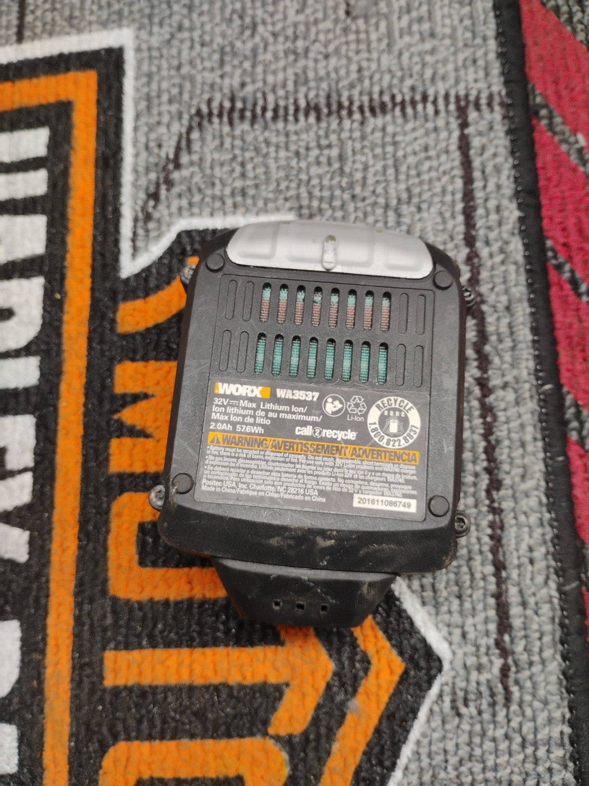 Worx 32V Battery Max 2.0Ah WA3537 Lithium Ion Rechargeable OEM Genuine-B1B1-1