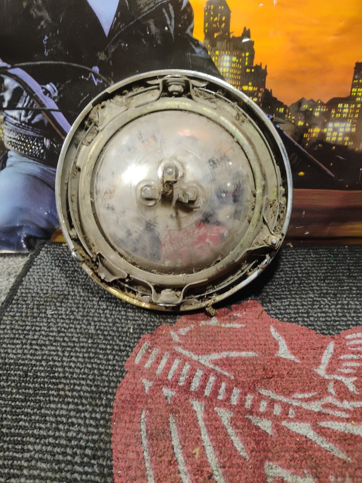 stanley 5008 vintage motorcycle headlamp headlight assemble w/ chrome issues