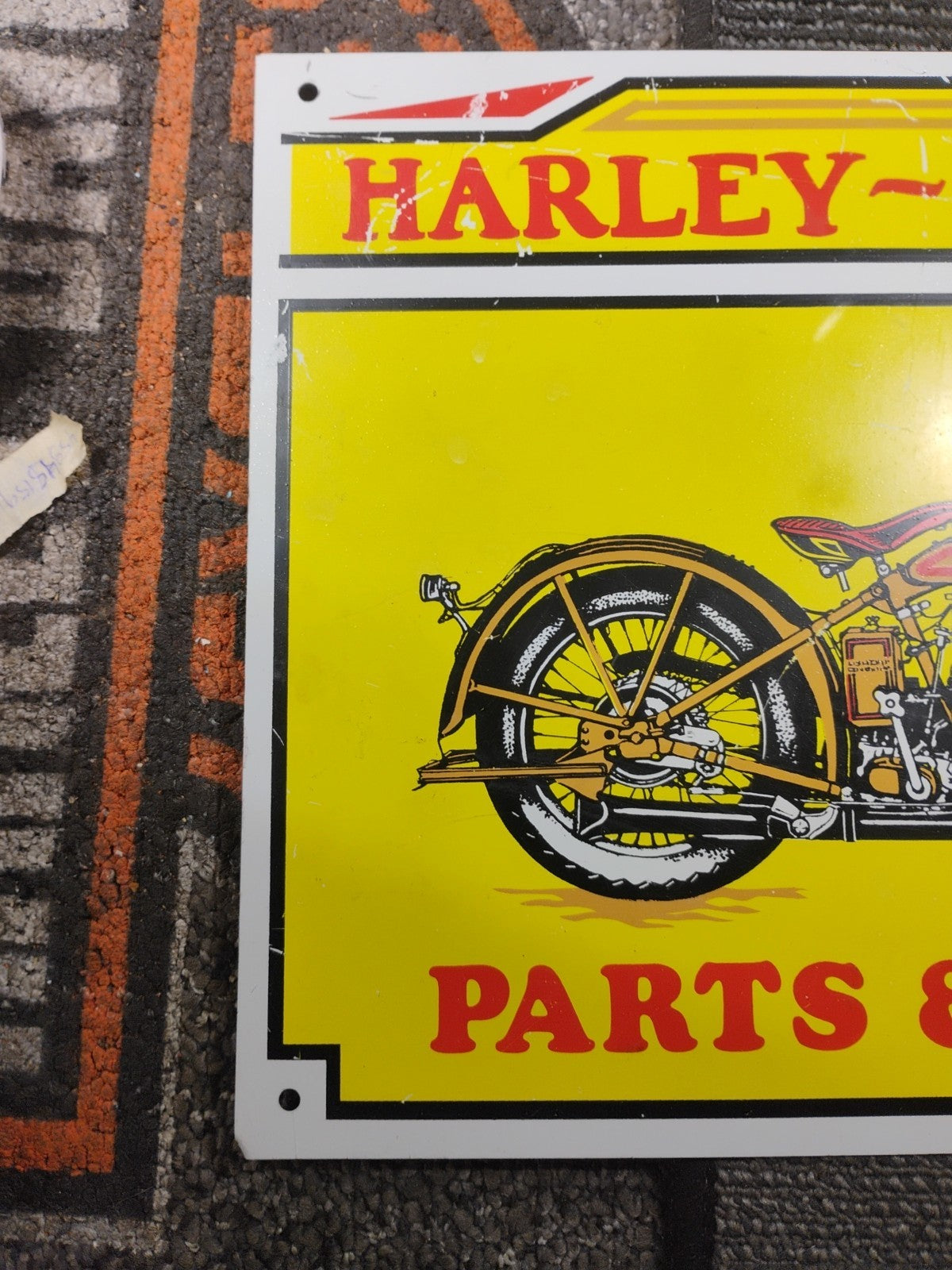 Vintage HARLEY DAVIDSON MOTORCYCLES PARTS & SERVICE Metal ADVERTISING SIGN
