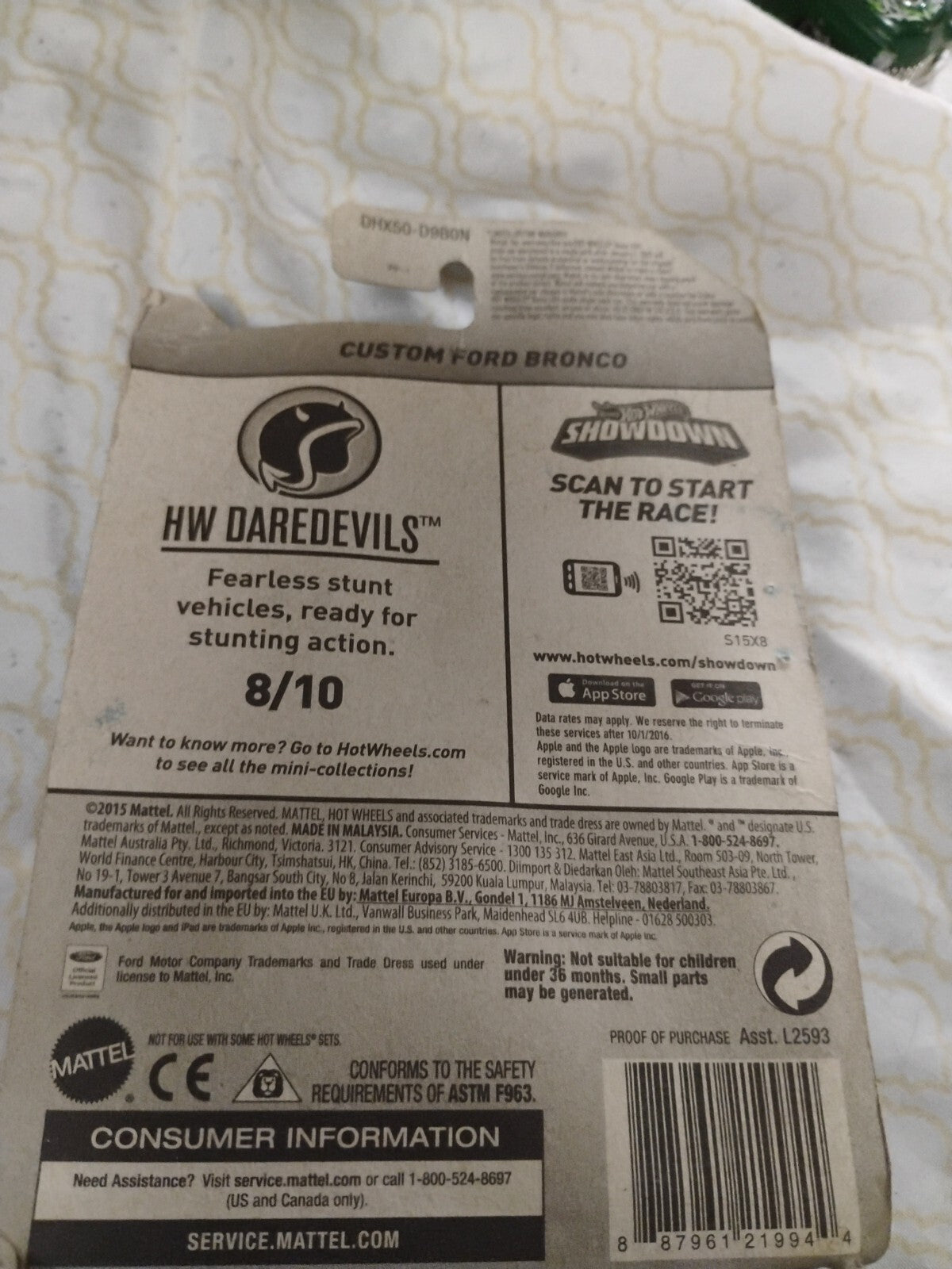 HOT WHEELS CUSTOM FORD BRONCO ON CARD