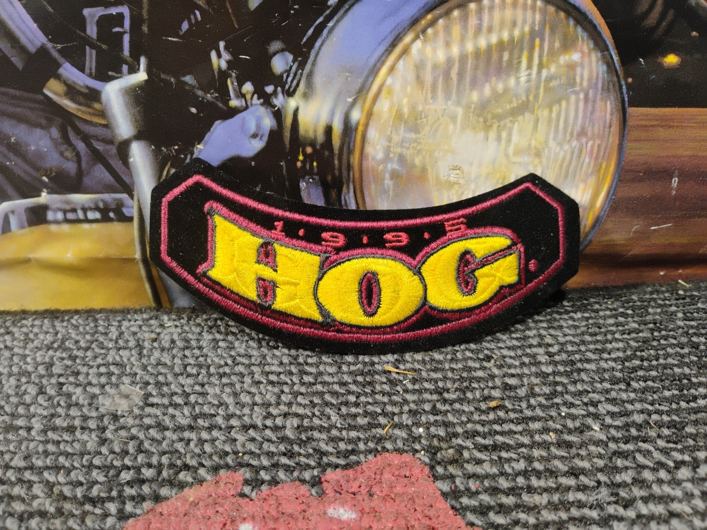 HOG 1995 Harley Owners Group BIG "HOG" BLK RD YLW 2" X 6"