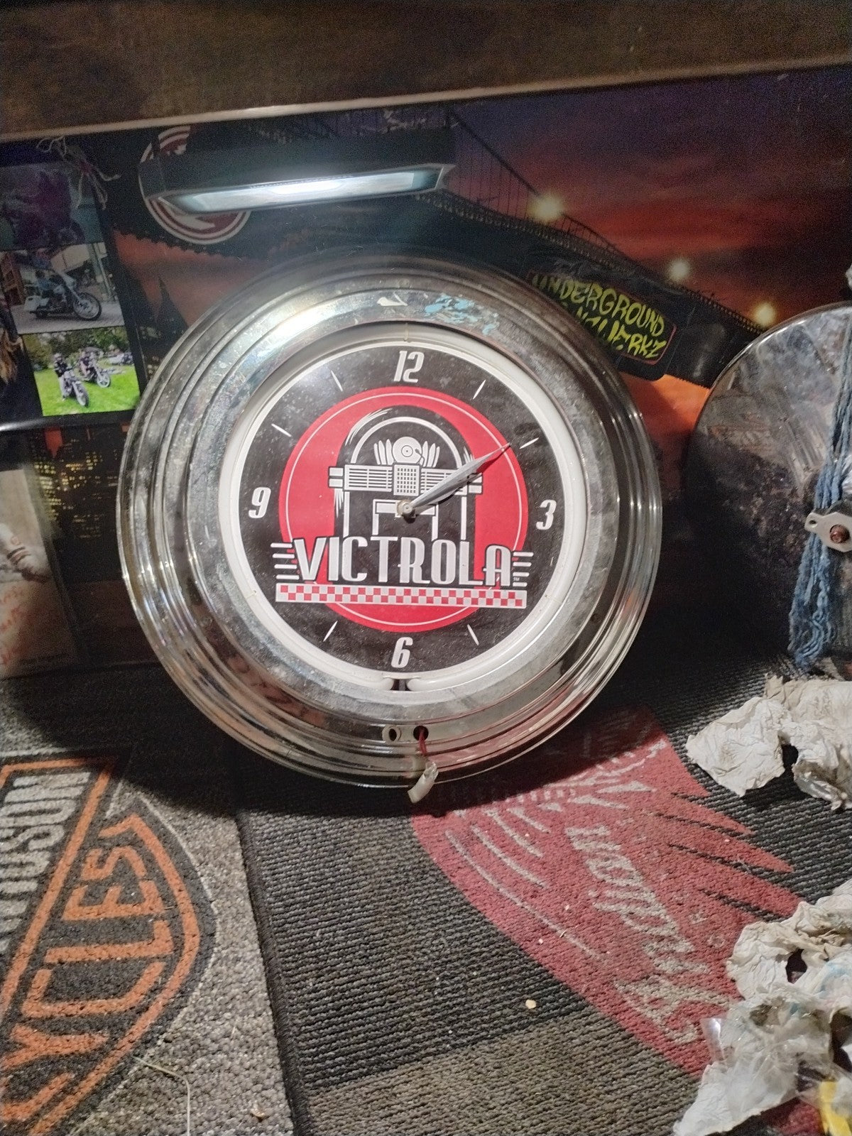 17" RCA Victor Nipper Dog His Master Voice Neon Clock Retro Vintage(UNTESTED)