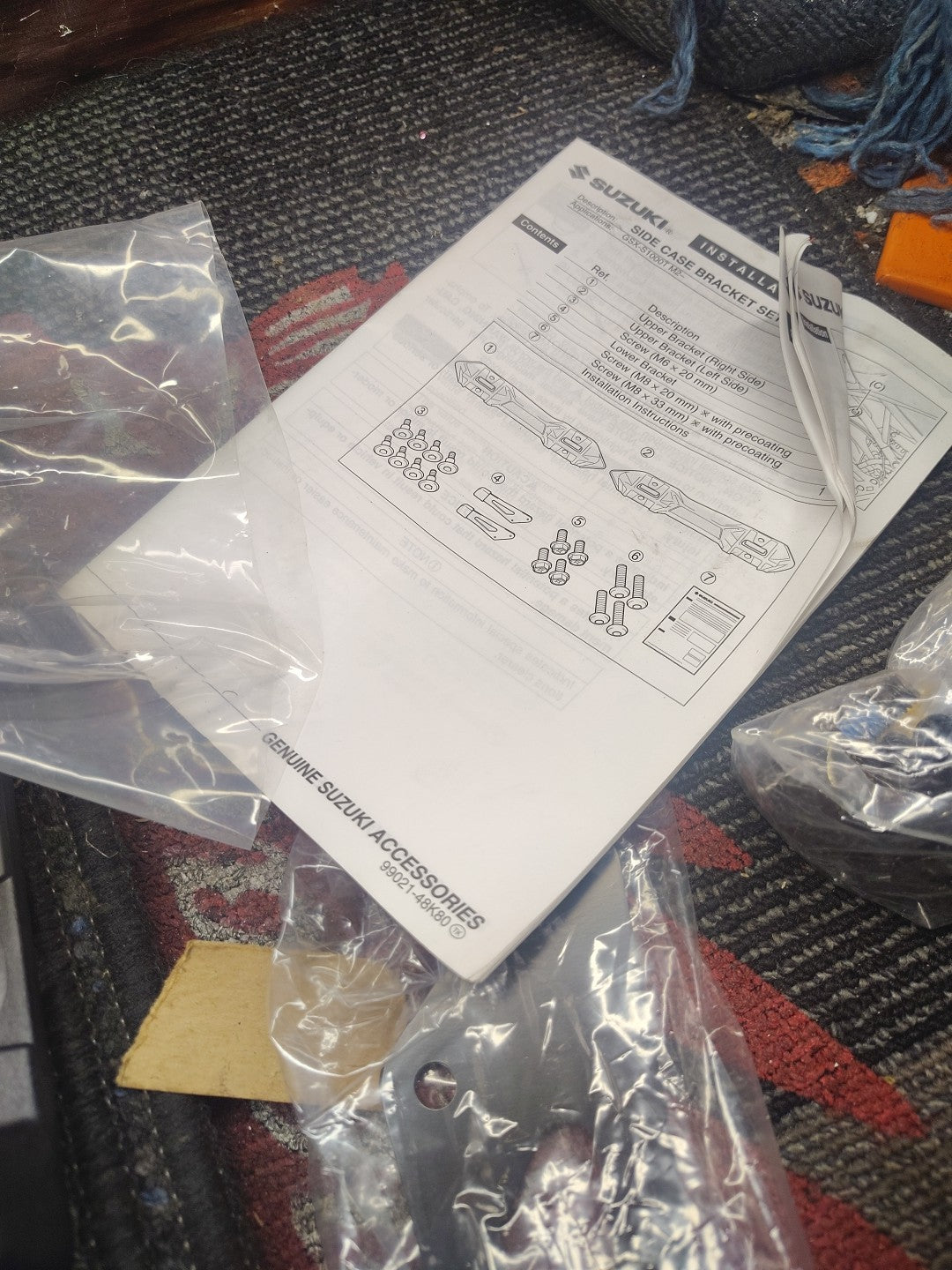 SUZUKI SIDE CASE BRACKETS 2022-2023 GSX-S 1000GT OEM GENUINE NEW 93700-48810