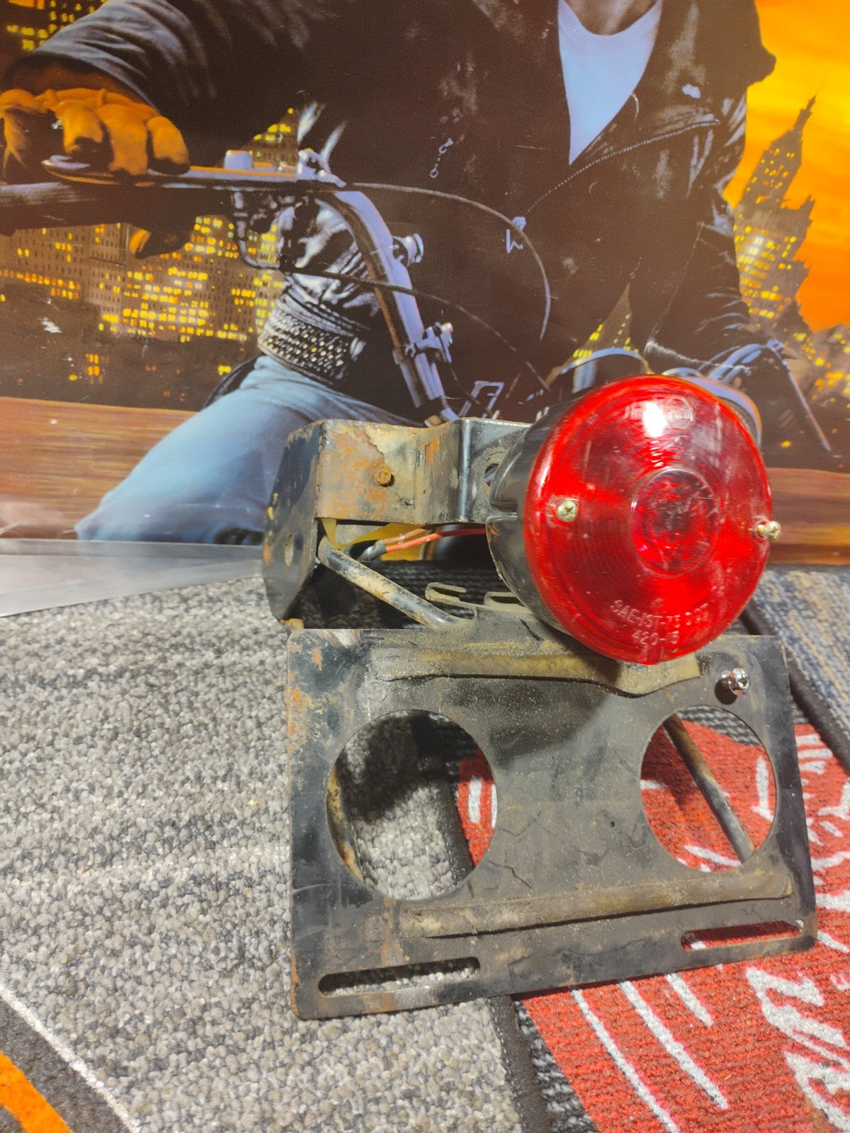 Some Vintage Peterson Motorcycle Tail Lights And Licses Palt Mount