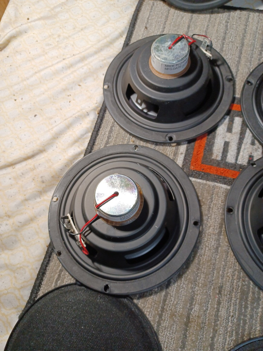 Lot Of 6 Used Harley-Davidson Speakers & Covers For Parts Might Work Not Tested