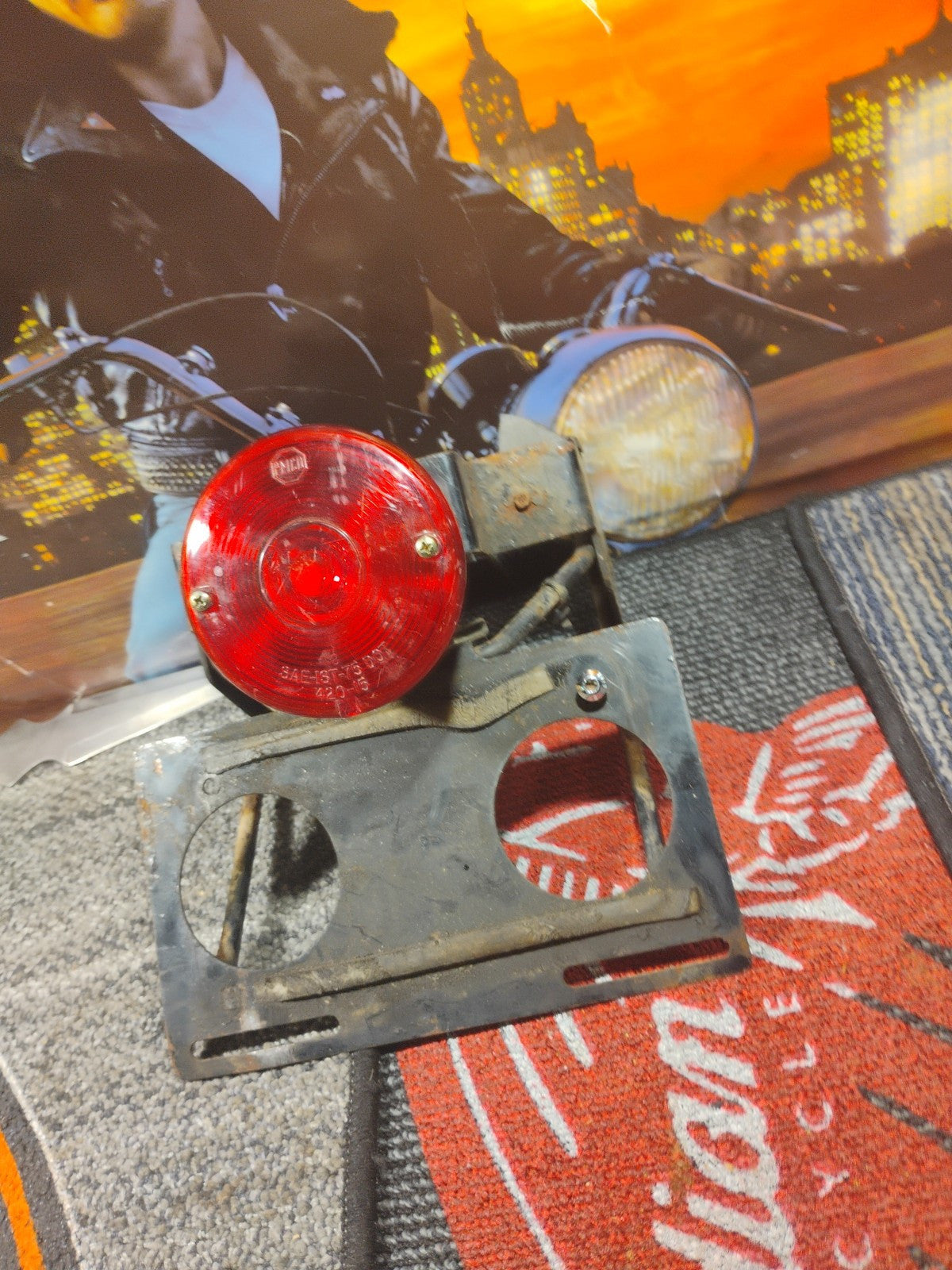 Some Vintage Peterson Motorcycle Tail Lights And Licses Palt Mount