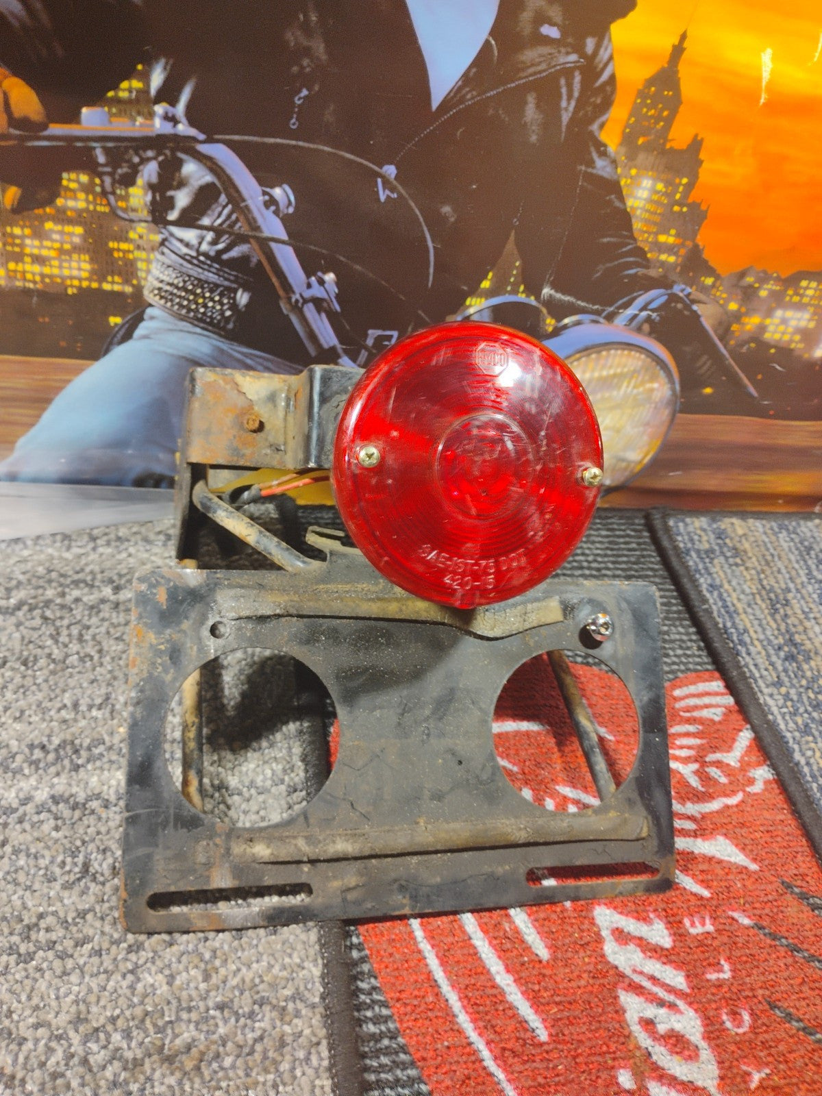 Some Vintage Peterson Motorcycle Tail Lights And Licses Palt Mount