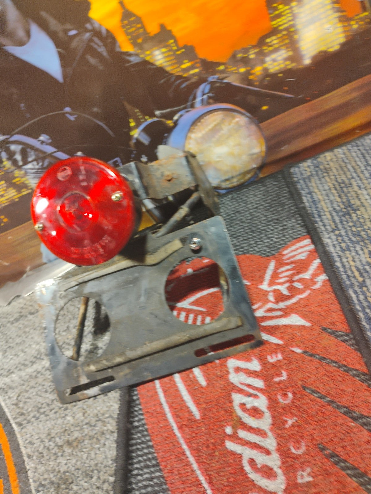 Some Vintage Peterson Motorcycle Tail Lights And Licses Palt Mount