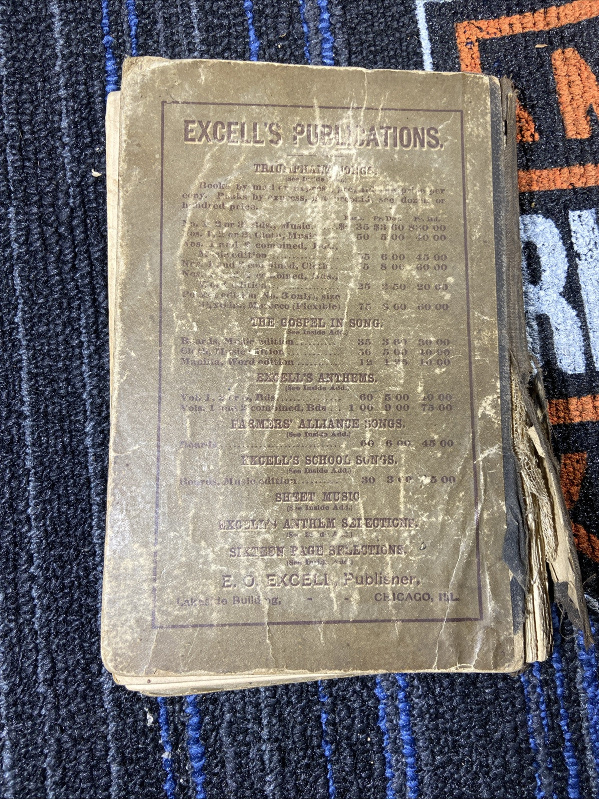 Vintage 1887 TRIUMPHANT SONGS #1 Hardcover HC Book EO Excell Sheet Music