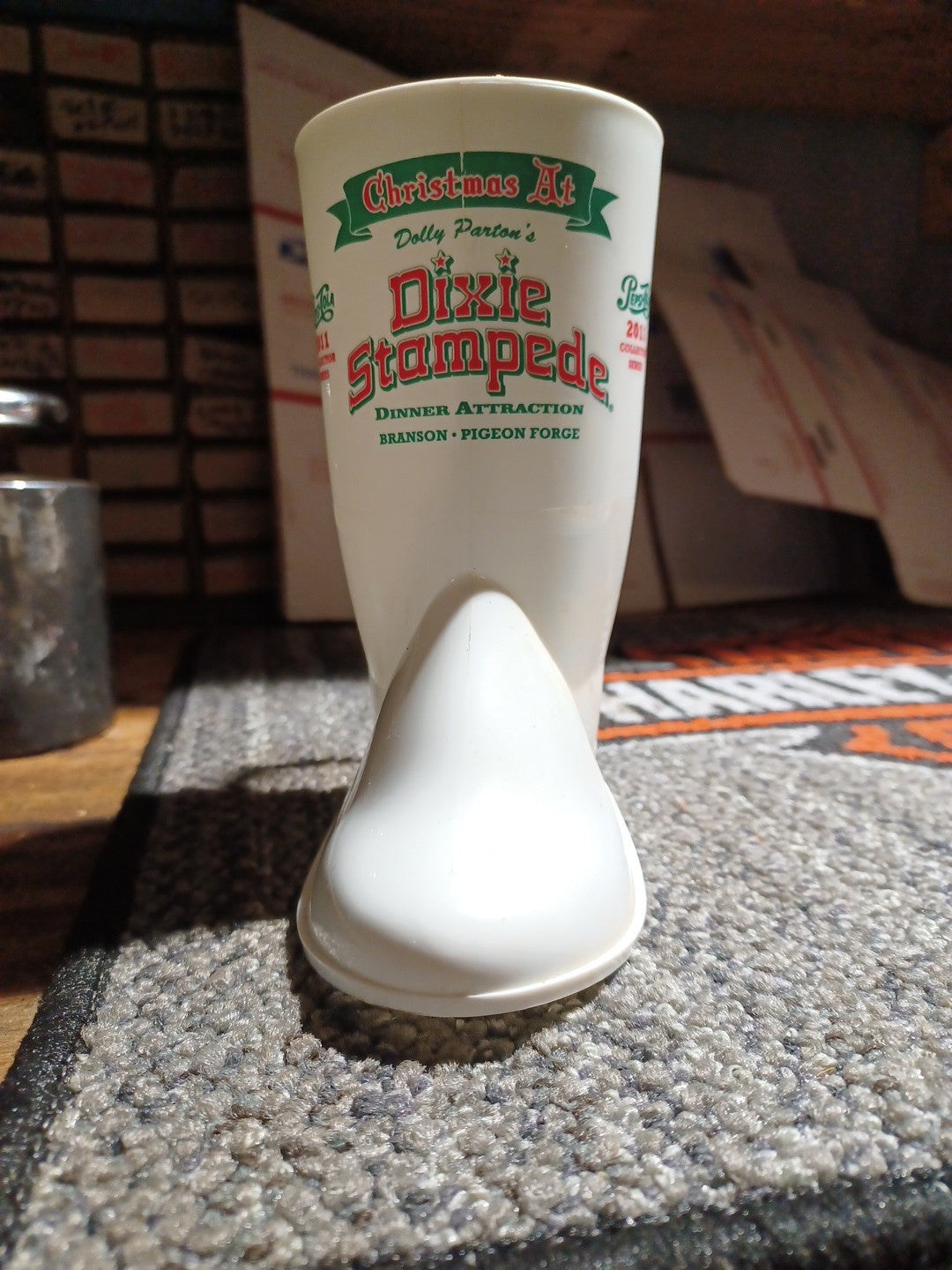DIXIE STAMPEDE Christmas At Dixie Drink Cup Boot Shaped Figure 2010