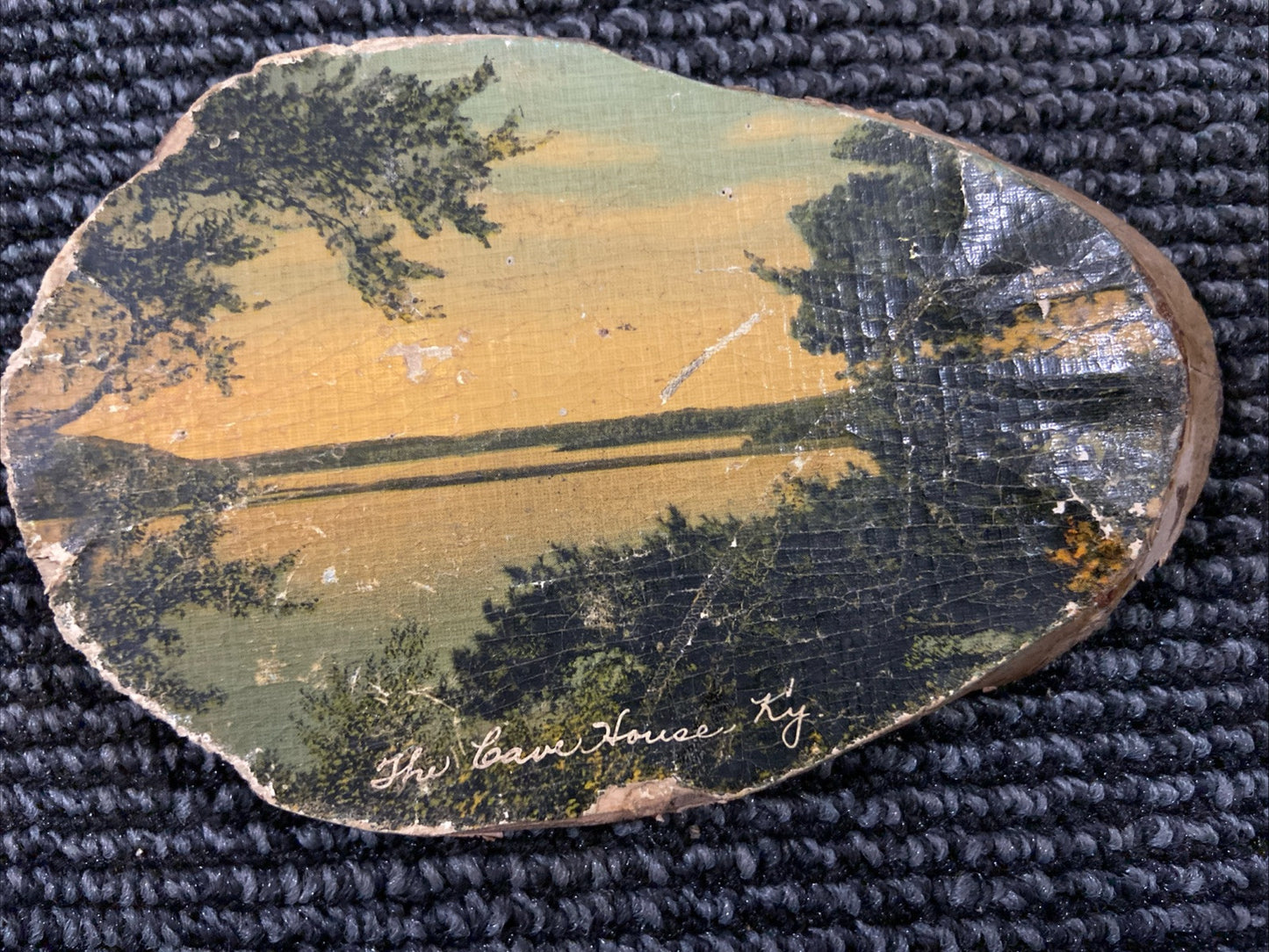 Vintage Wood Slice Art Souvineer Kentucky