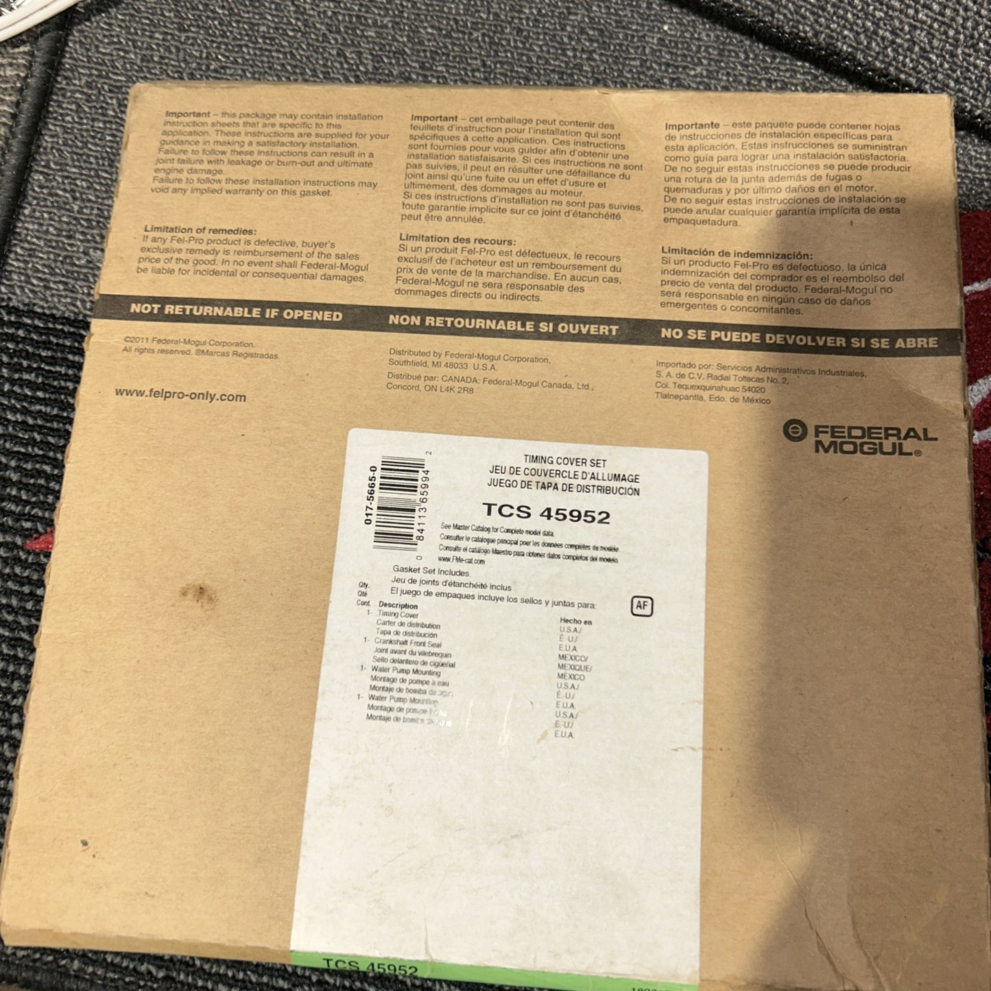 Timing Cover Gasket Set TCS 45952
