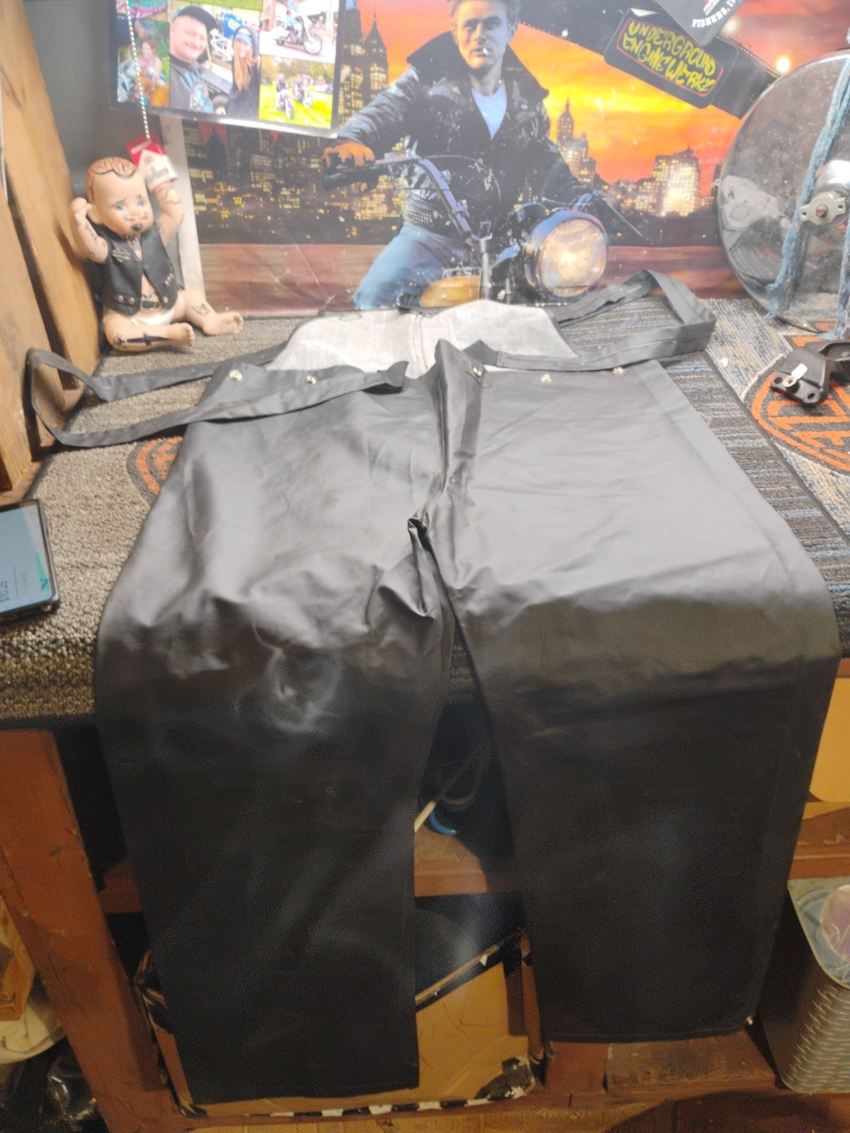 Black Protective Wear Overalls Waders Bib Pants Rain Wear Size M Never Worn