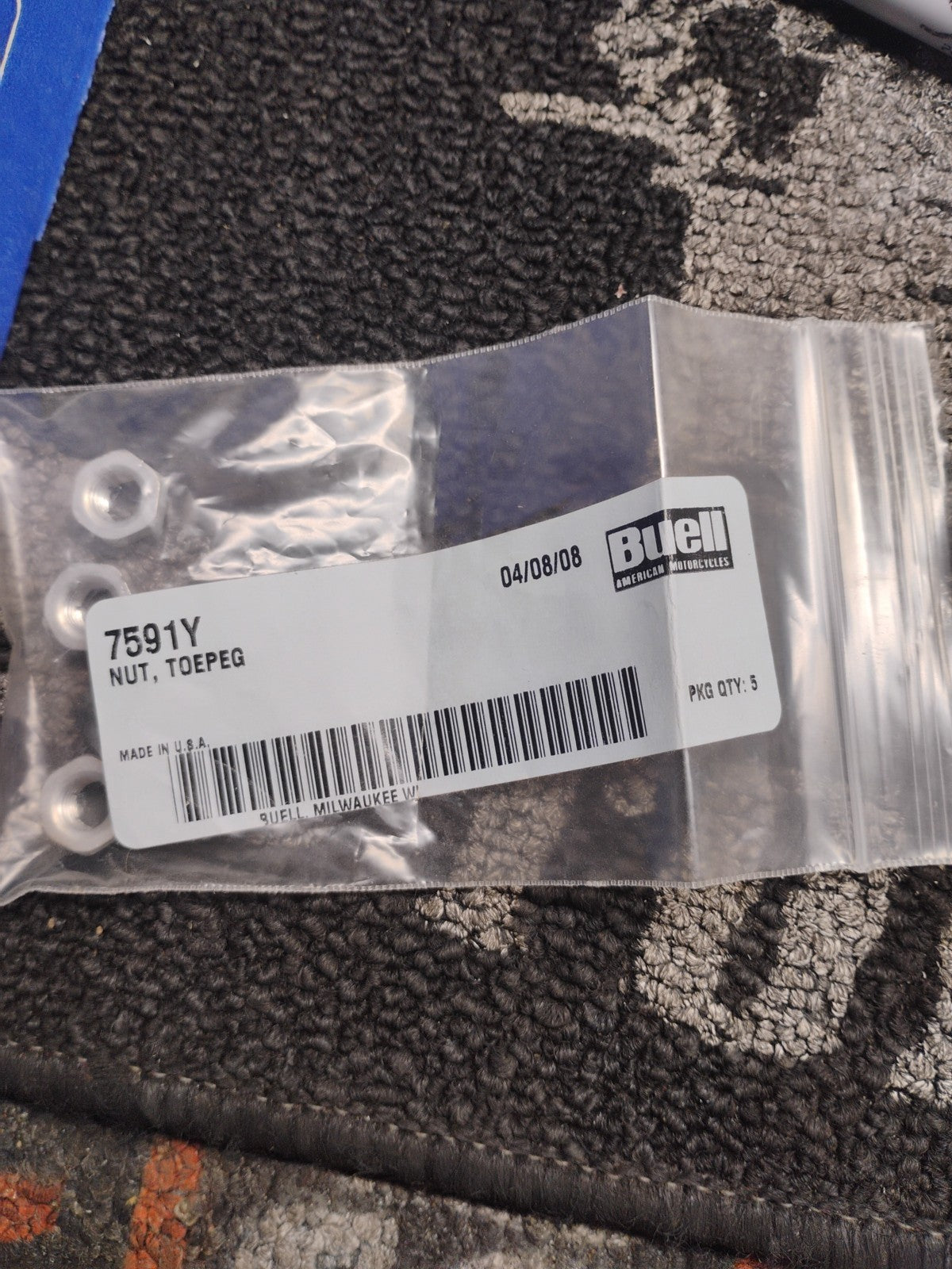 Buell OEM 7591Y Toe Peg Mount Nut Set Qty 4 NOS