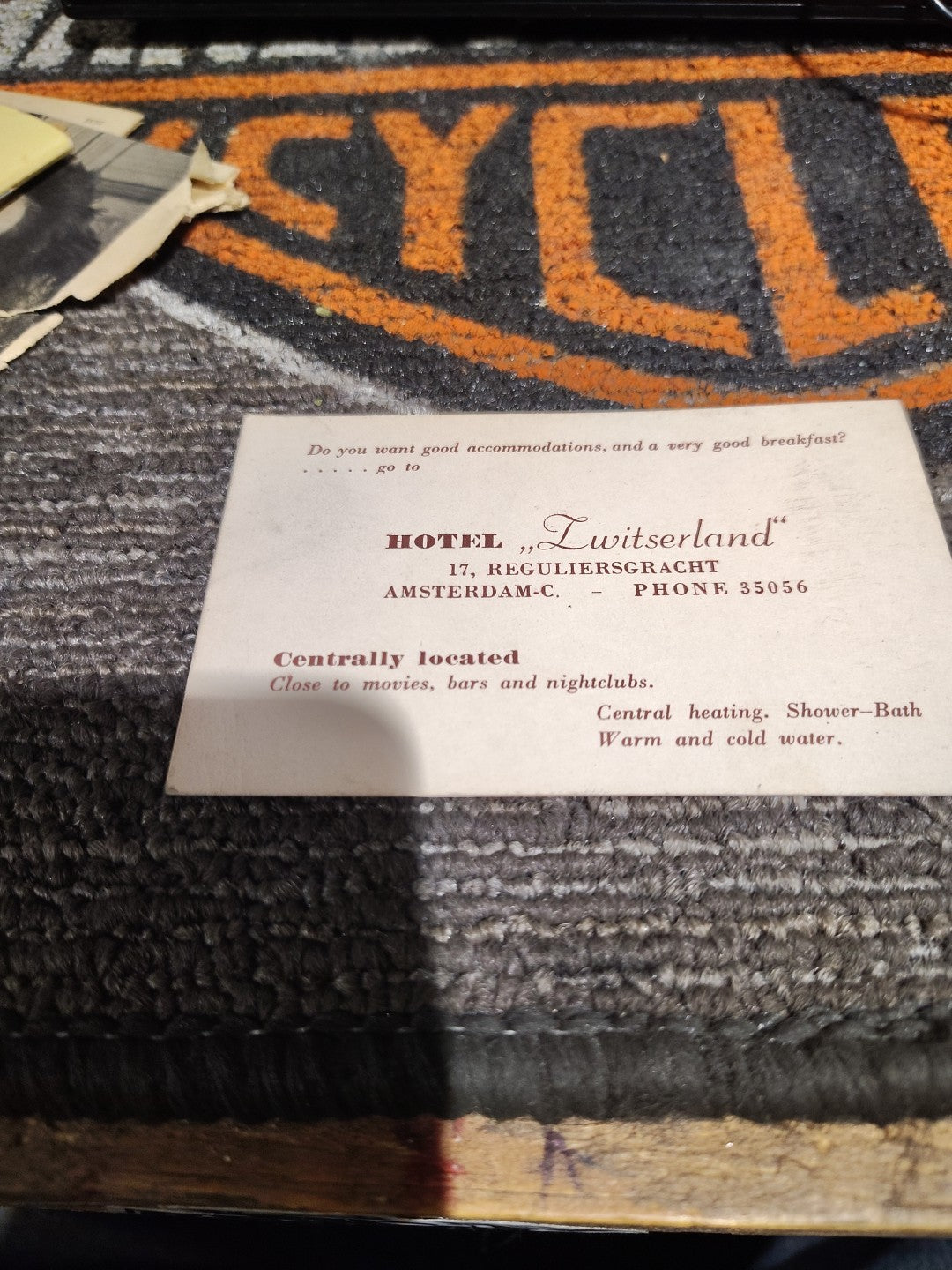 Amsterdam, Netherlands 1919 Switzerland Hotel Card Ww1  Broth Card