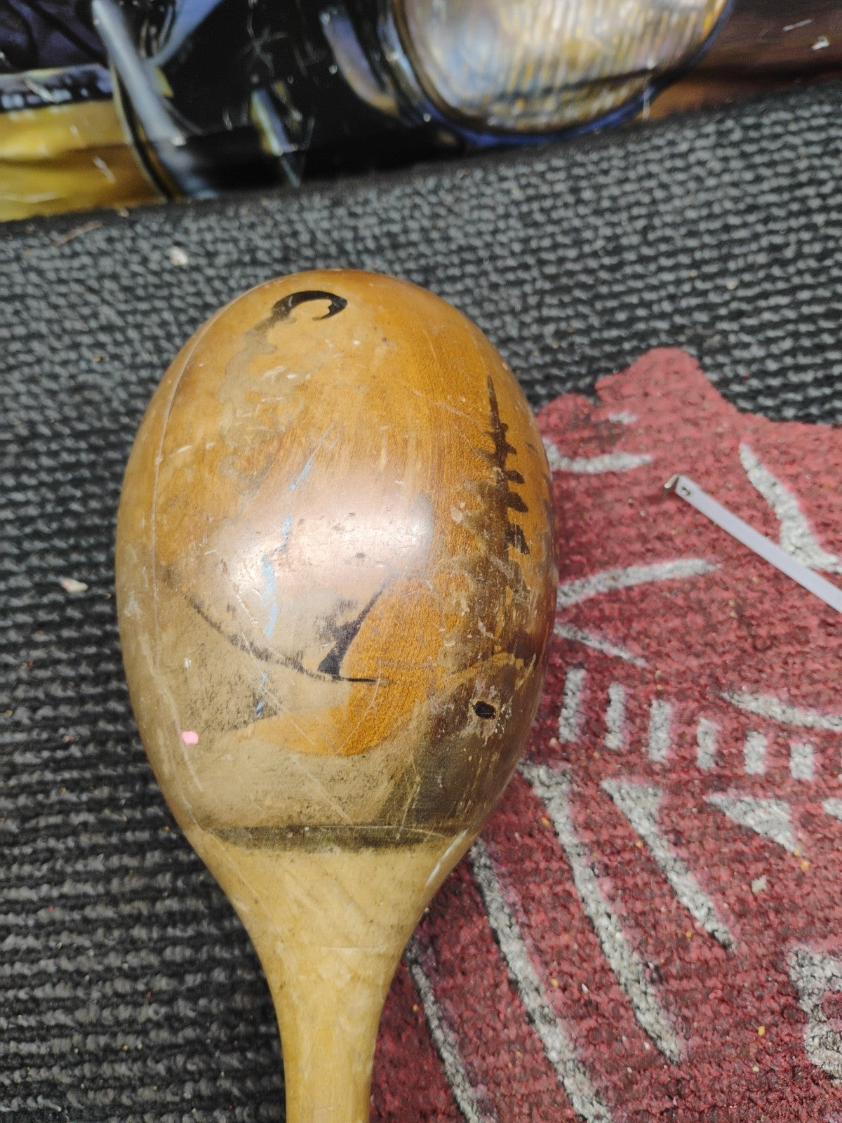 VINTAGE WOODEN MARACAS  (one)