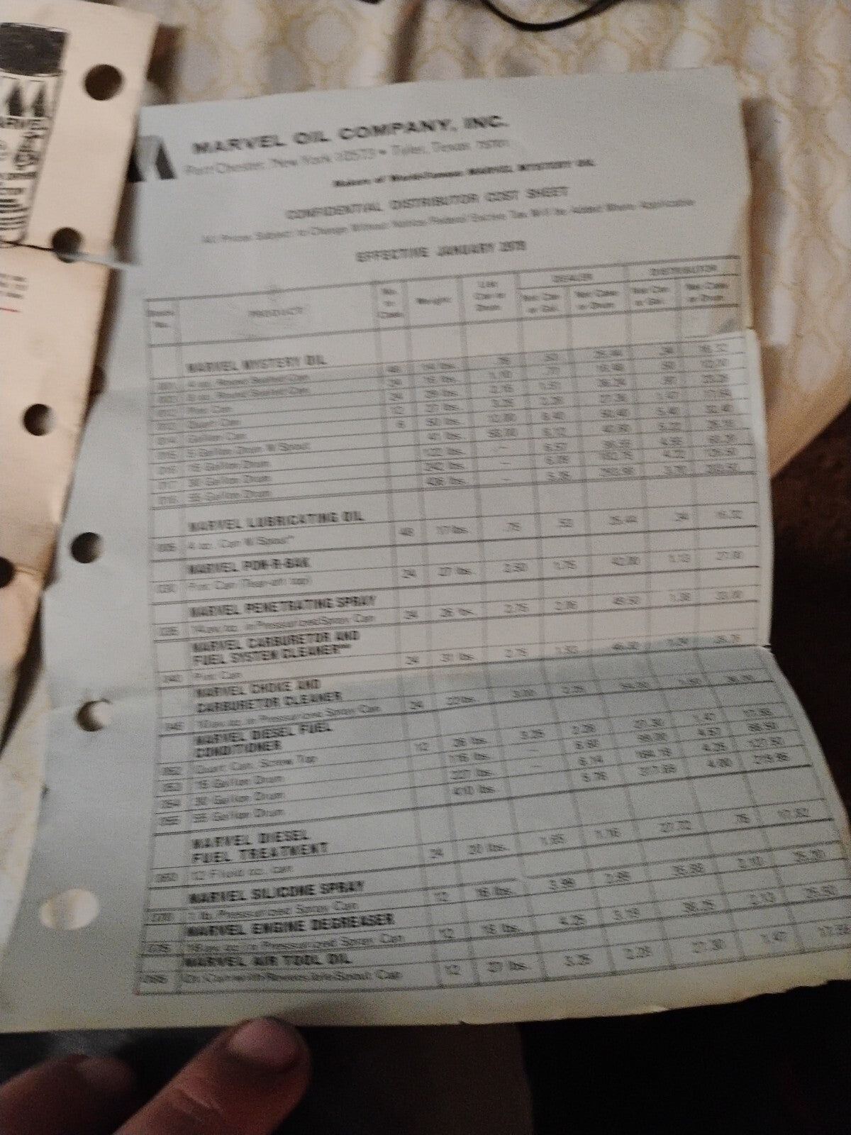 1979 Marvel Mystery Oil Sales Ad And Price Sheet