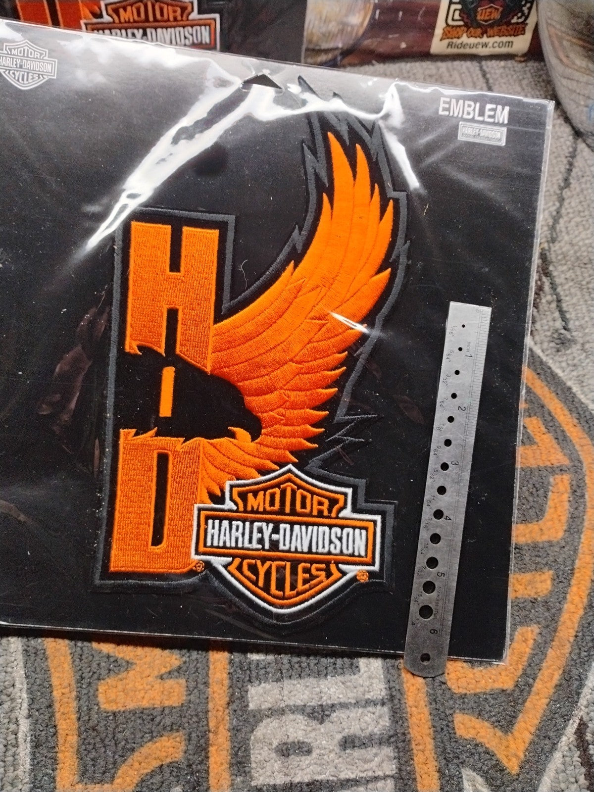 Nos Vintage Harley Eagle Wings Large 8in Orange  Motorcycle Vest Patch 