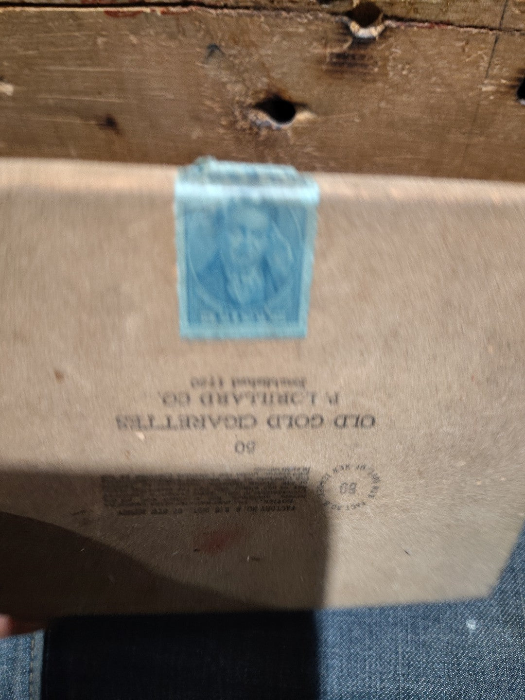 Travelstamps: 1933 US Revenue Series 103 - 50 Class A Cigs Stamp On Old Gold Box