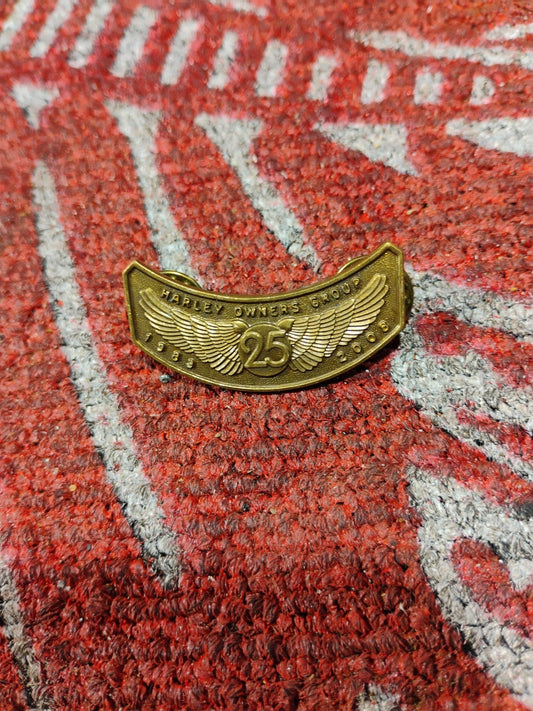 Vintage Harley Davidson Pin Badge HOG Harley Owners Group Motorcycles 25 Year