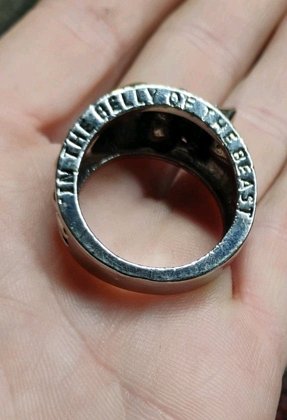 New Skull in the Belly of the Beast Mens Gothic Biker Ring 