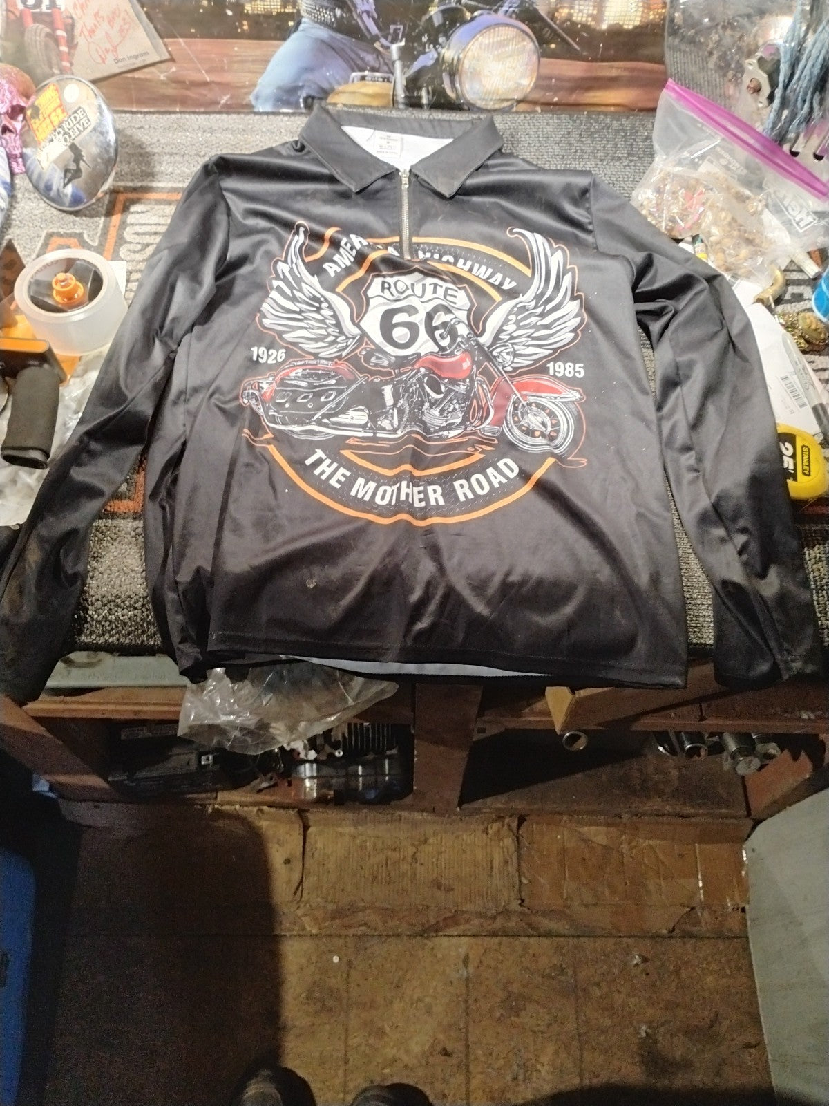 Harley Davidson Motorycle Rocky Top Blue Long Sleeve Shirt Men Medium 21x26