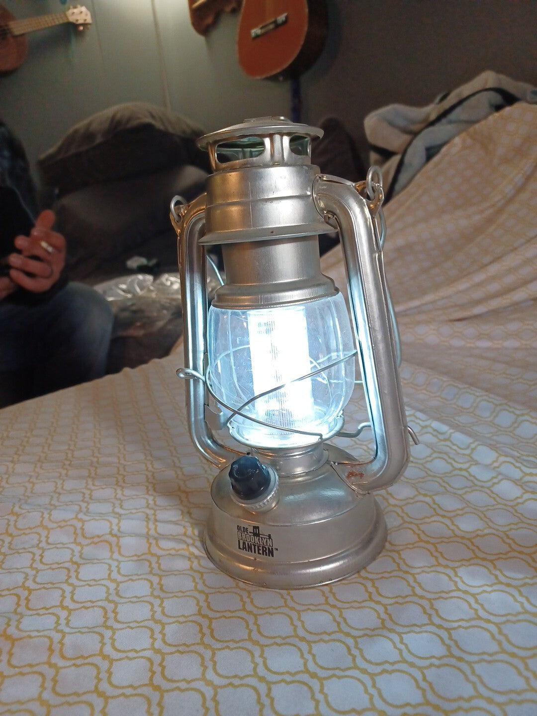 Olde Brooklyn LED Old Style Lantern - Dimmable Silver Two D Battery Operated
