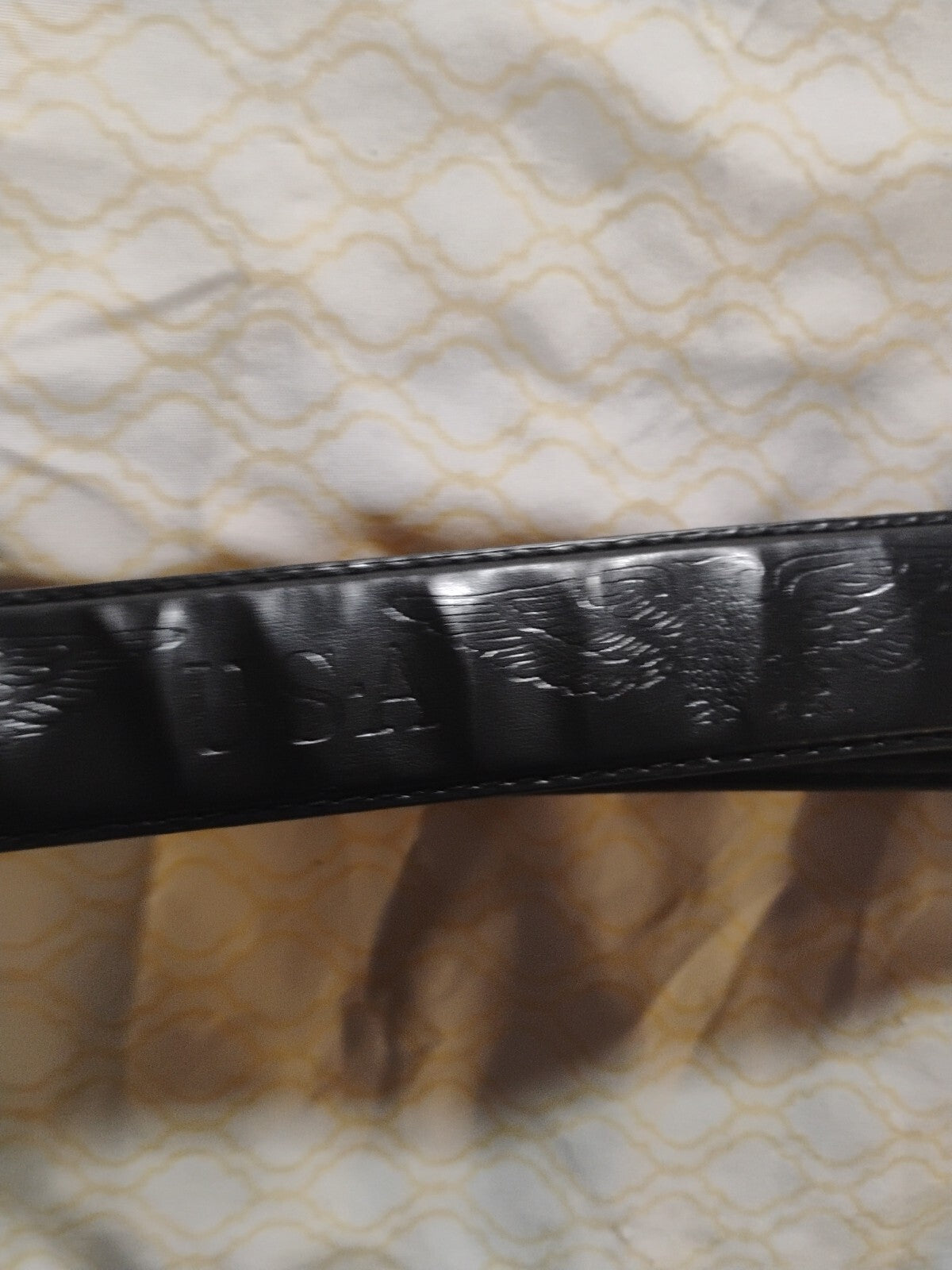USA Eagle Genuine Leather Belt Size 34-36 Black Vintage USA American Bald Eagle