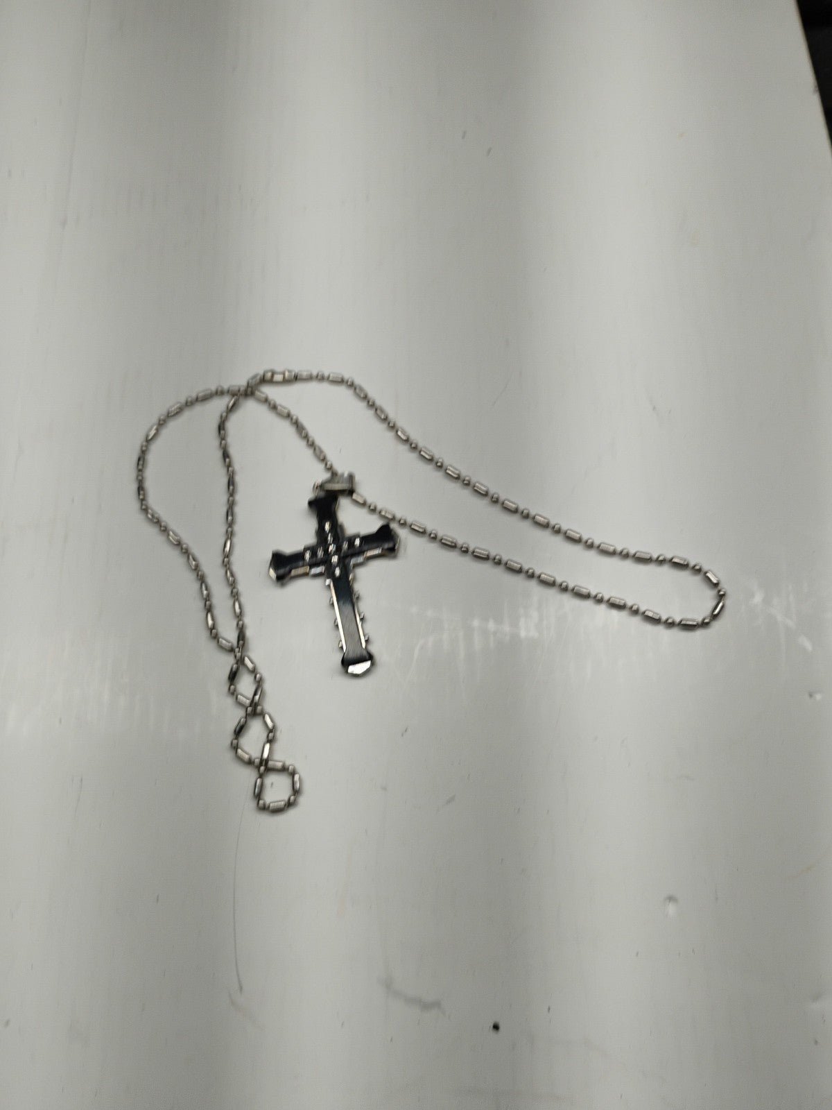 Christian Cross Necklace ~ Stainless Steel ~ 22” Chain ~ Black or Blue