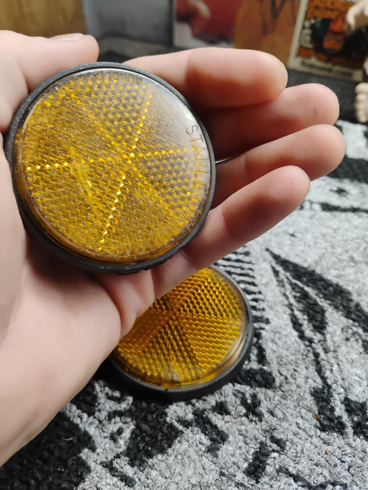 Stanley RR501Y SAE Vintage Amber Yellow Reflectors Honda Suzuki 072-1042 PAIR