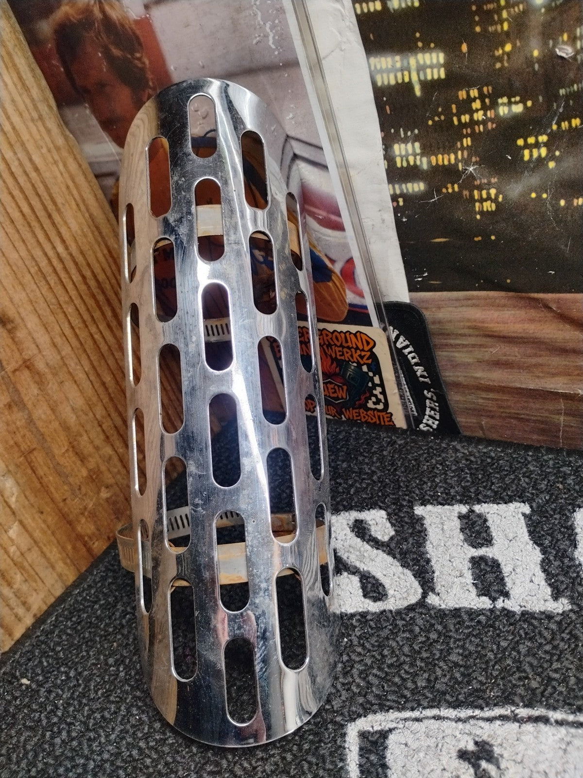 Harley Davidson Slotted Exhaust Heat Shield Chrome Chopper Bobber Old School Uni