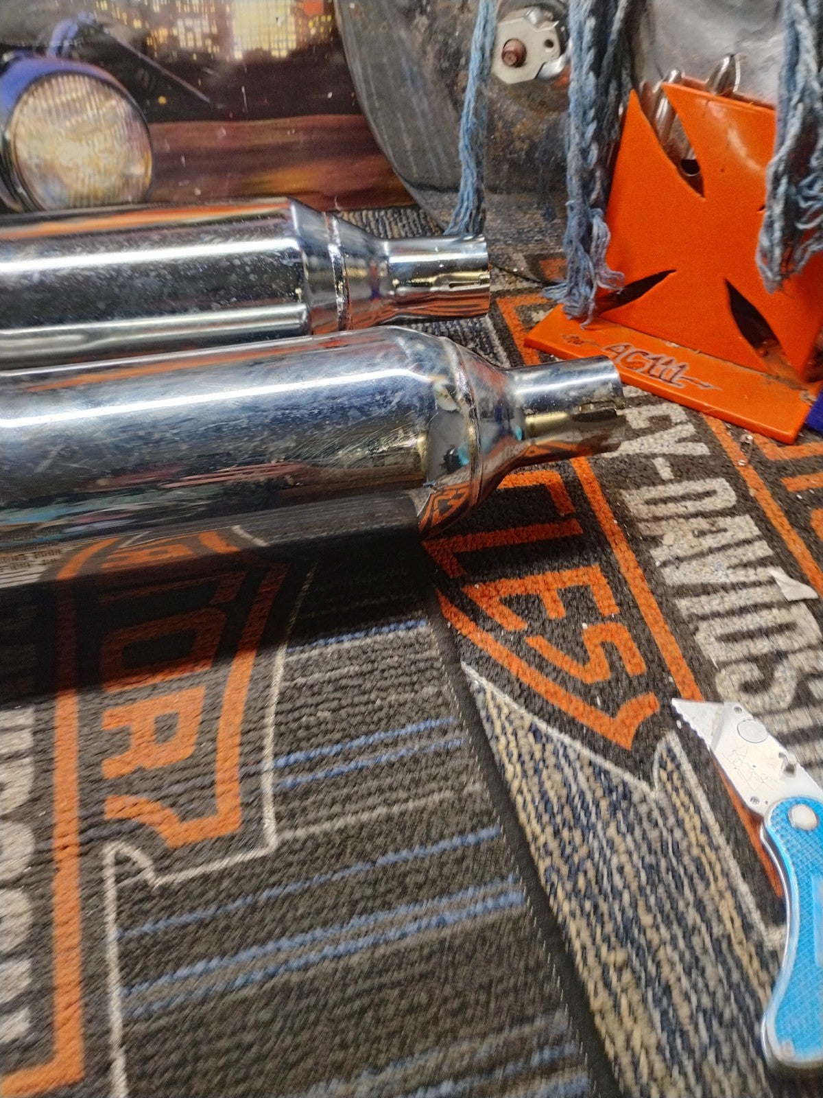 NEW TAKE OFF Road King HARLEY DAVIDSON Muffler Exhaust Pipe # 65546-98 65547-98