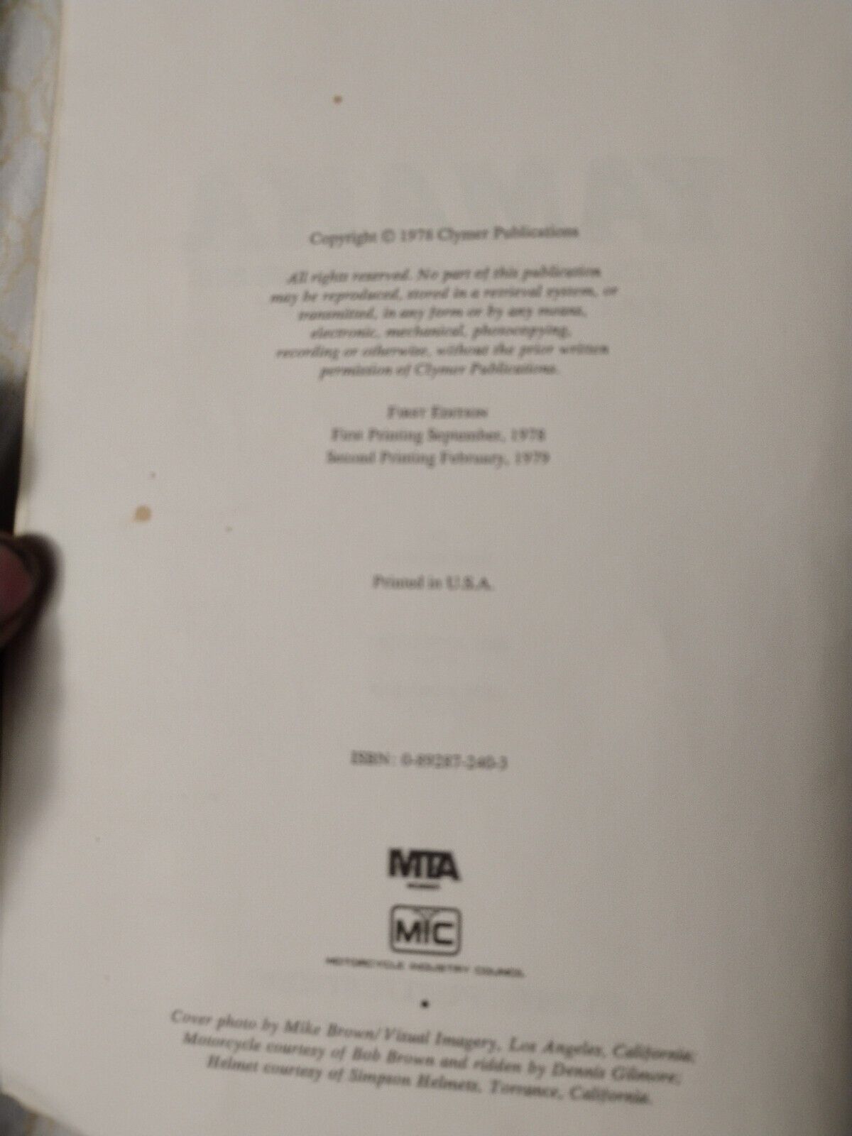 Clymer Yamaha XT500 TT500  1976-1978 Softcover Owned By Nat Champ #31Dan Ingram 