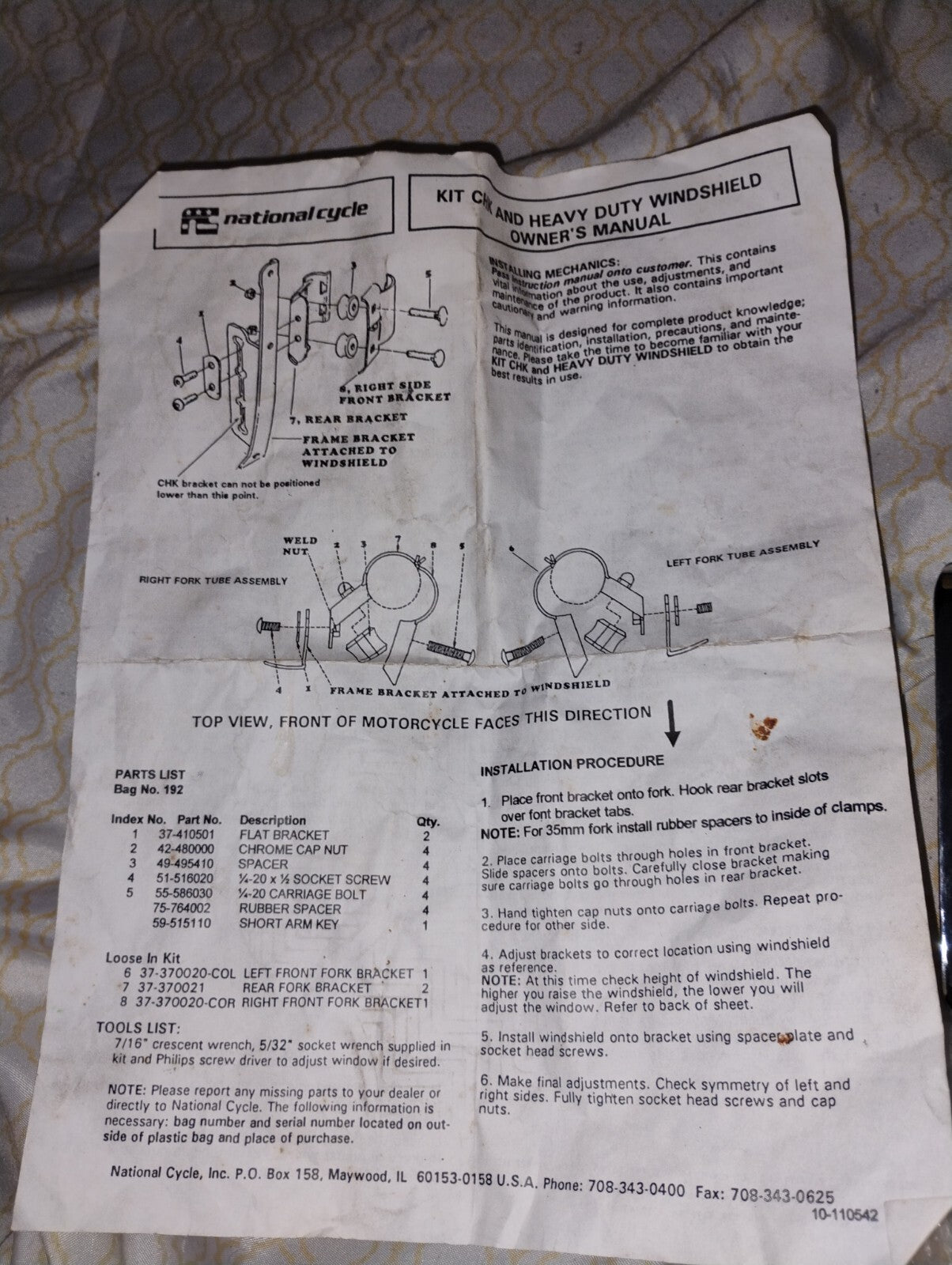 NEW NATIONAL CYCLE KIT-CHK 39mmSportster Fxr 70-22  Windshield MOUNT KIT 