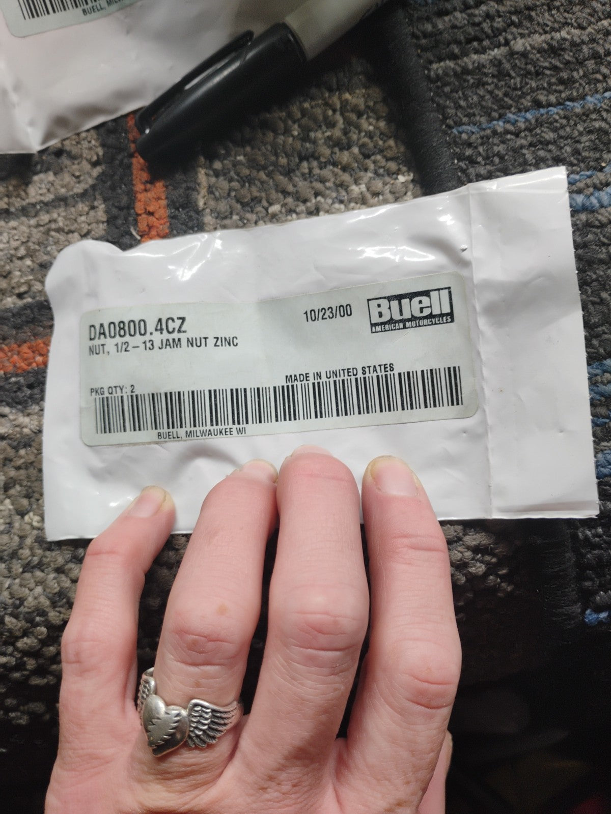 Buell OEM DA0800.4CZ 1/2-13 Zinc Jam Nut (1 Piece)