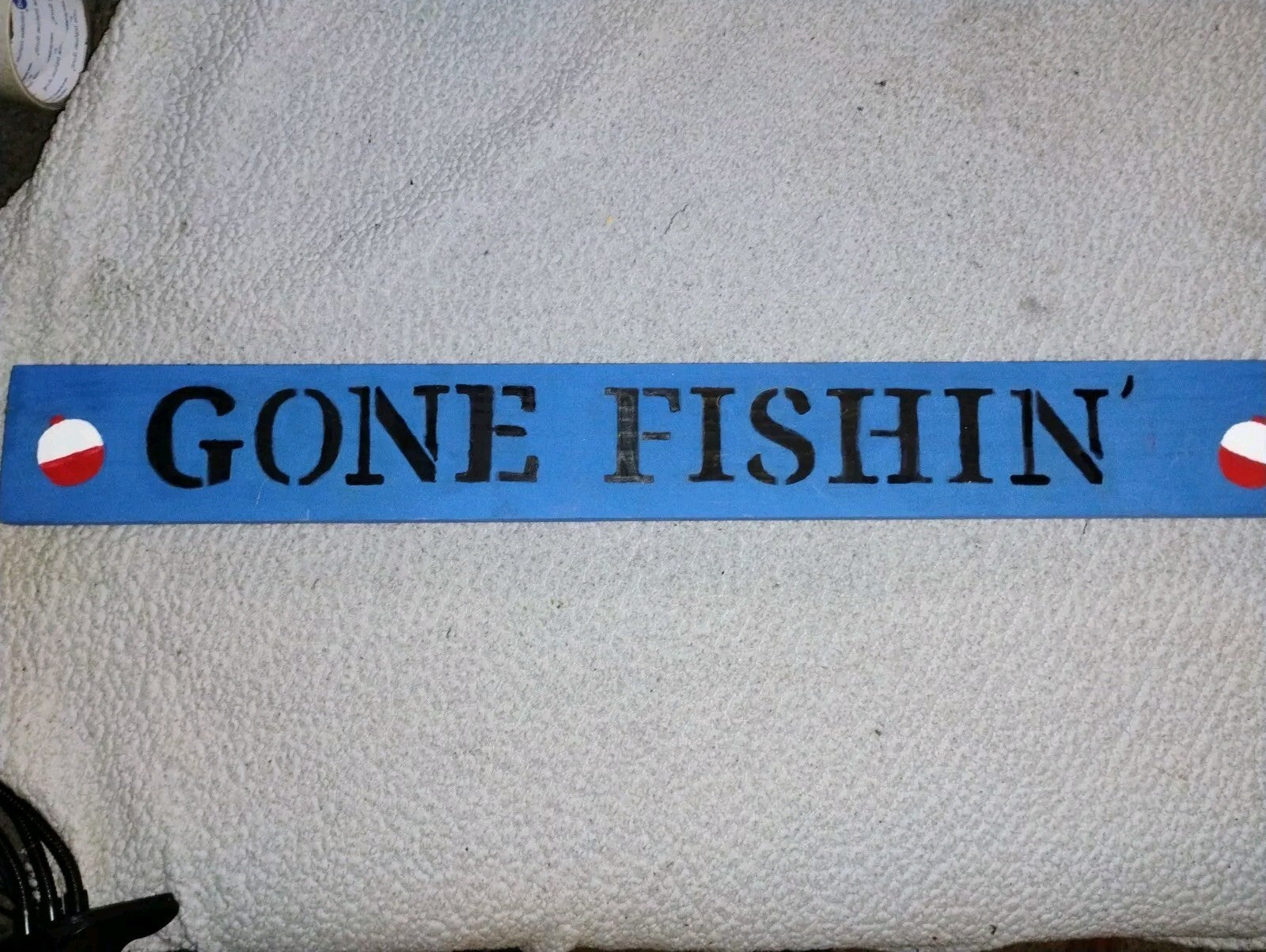 Large 36"x*" Gone Fishing Metal Sign Fish Bass Man Cave Lake House Cabin Rustic