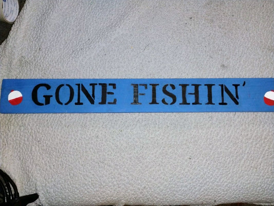 Large 36"x*" Gone Fishing Metal Sign Fish Bass Man Cave Lake House Cabin Rustic
