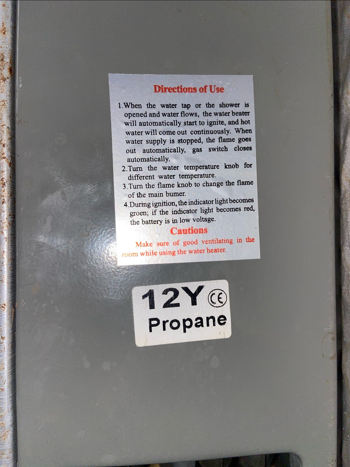 12L Propane Water Heater