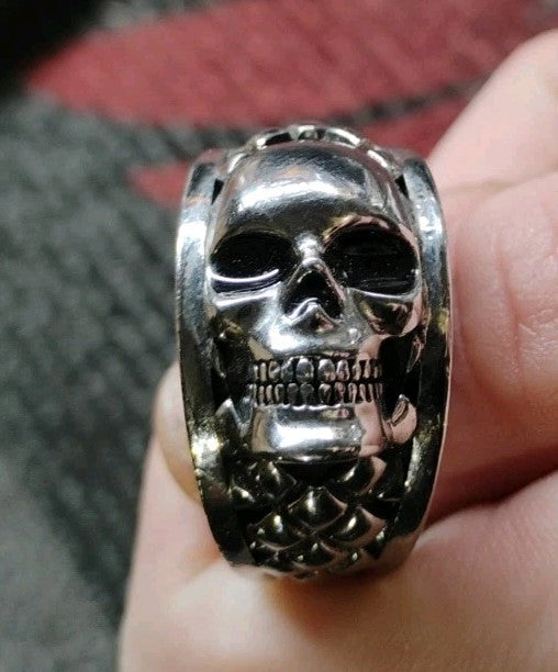 New Skull in the Belly of the Beast Mens Gothic Biker Ring 