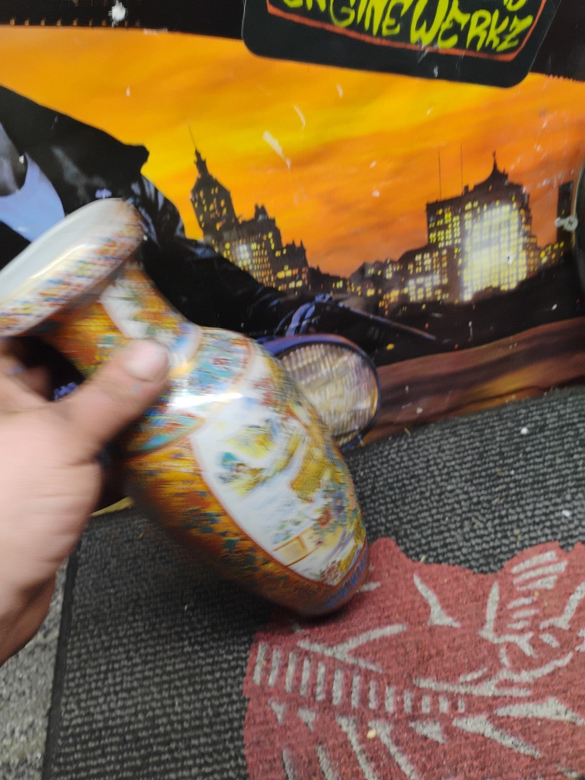 ASIAN CHINESE POCELAIN MORIAGE VASE PAGODA FLORAL DESIGN 9.5" TALL RARE ANTIQUE