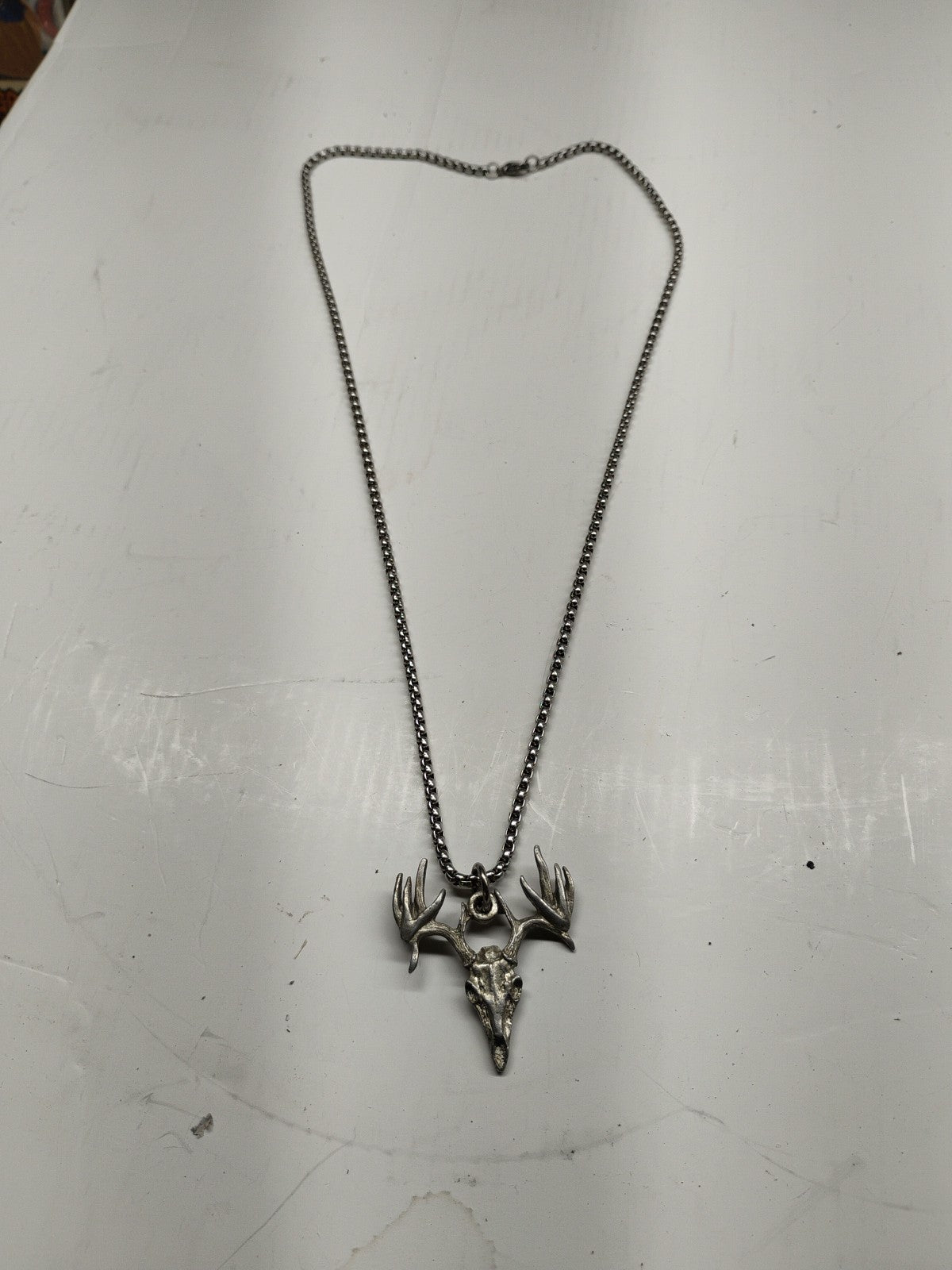 Buck Skull Deer Harris Fine Pewter Pendant USA Made