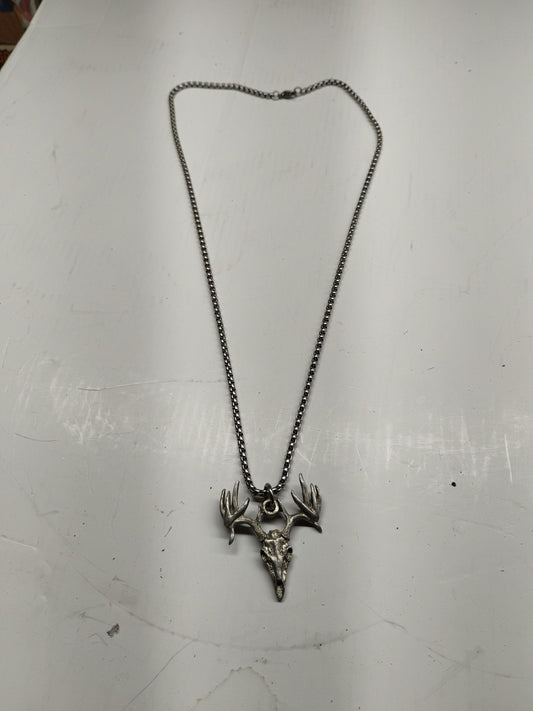 Buck Skull Deer Harris Fine Pewter Pendant USA Made